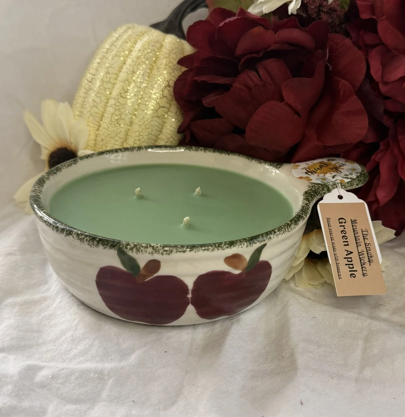 Green Apple Scented Candle in Apple Crock