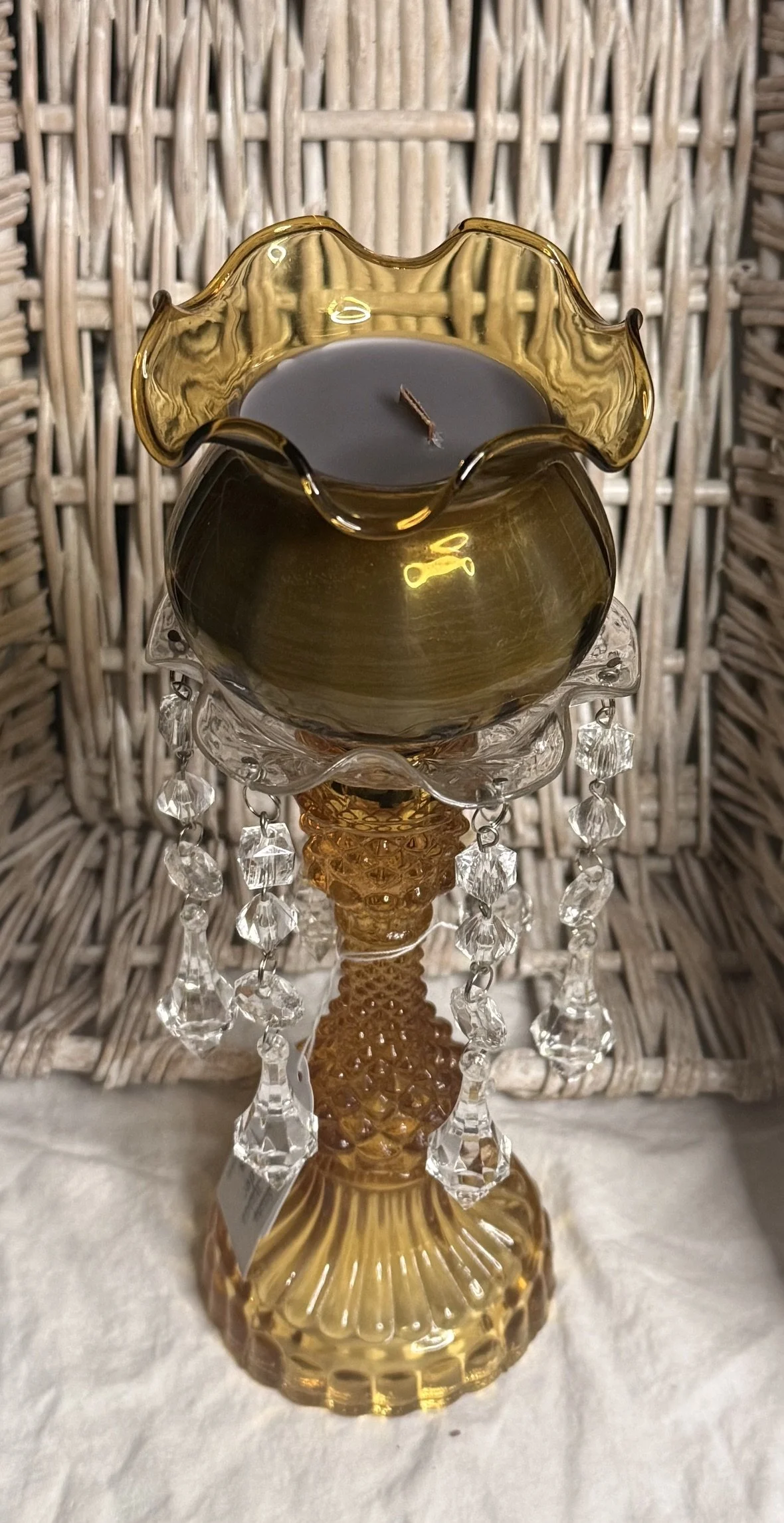 Amber Candle Stick with Lavender Embers Candle
