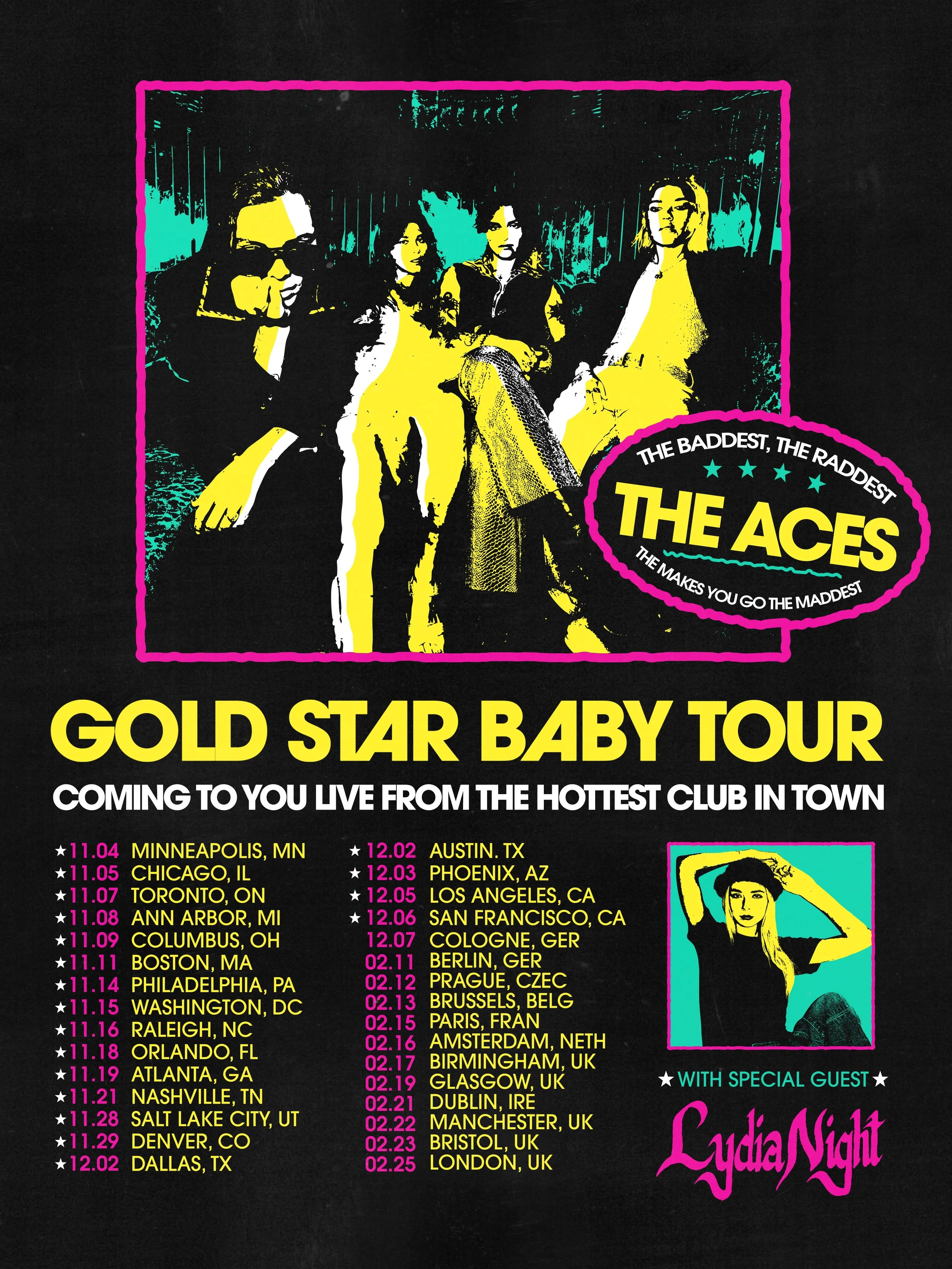 The Aces "Gold Star Baby" Concept Tour Poster