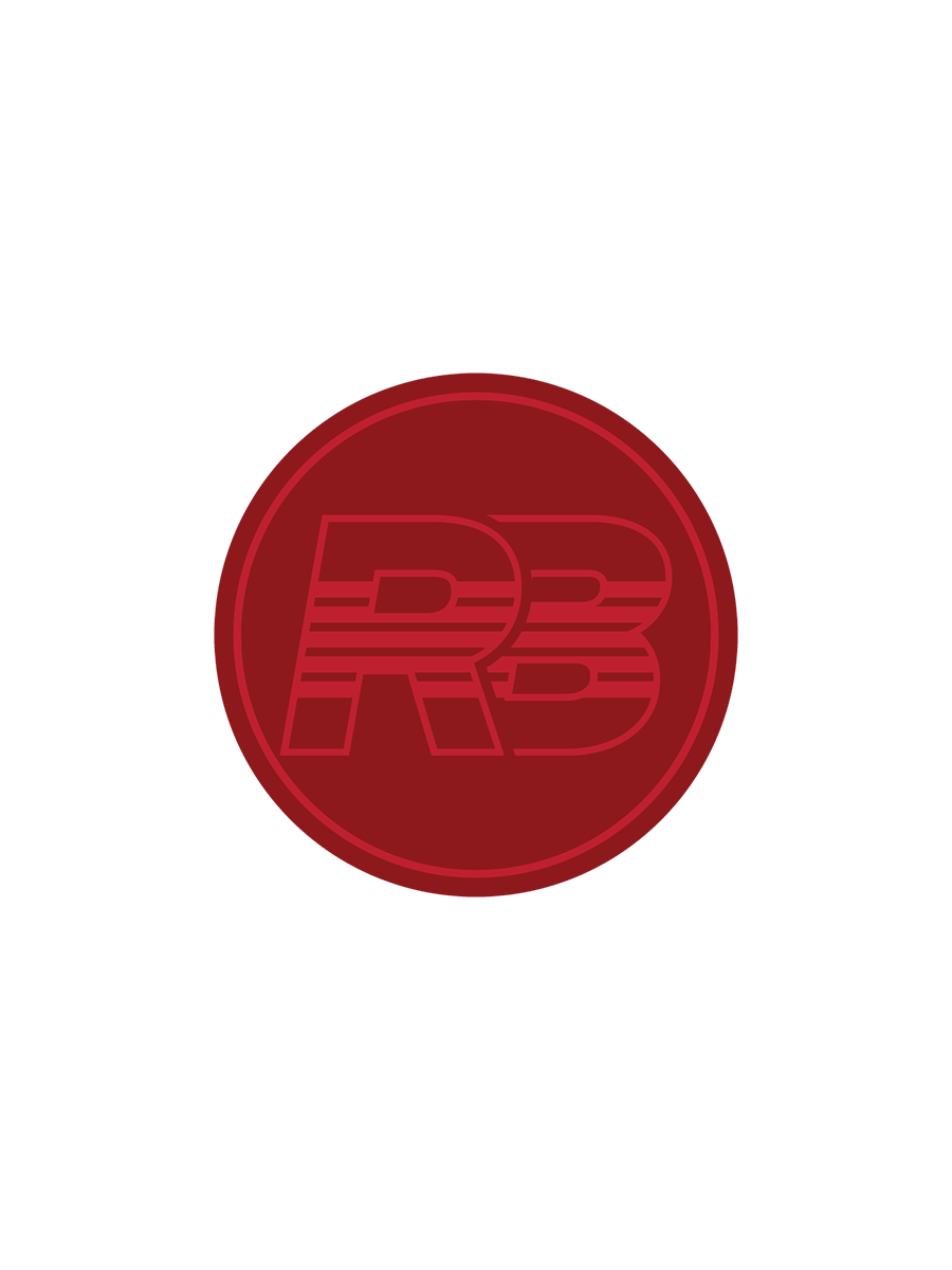 Red circular R3 logo with stylized letters on a black background.