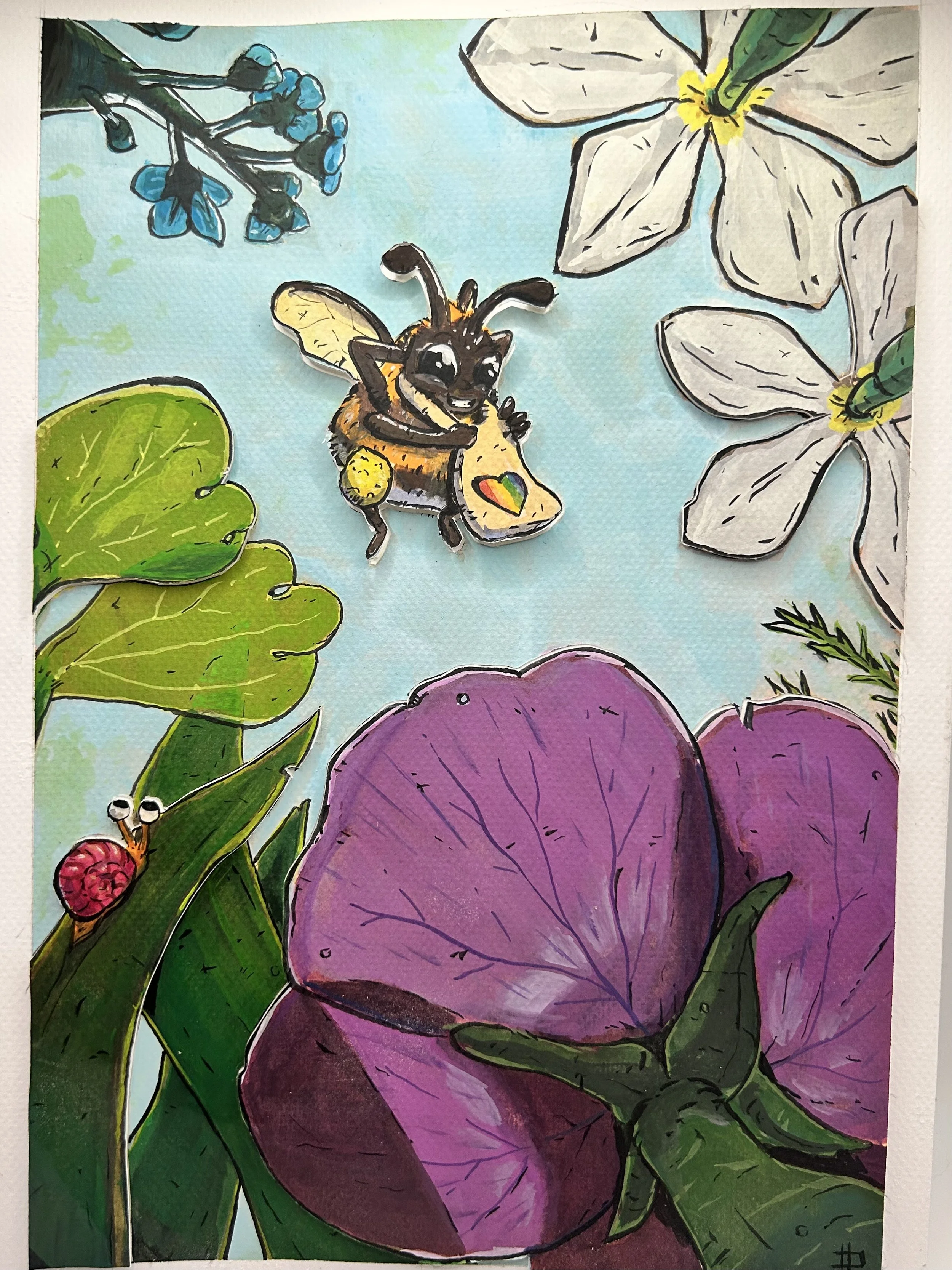 The Bumblebee's First Meal — Original Gouache