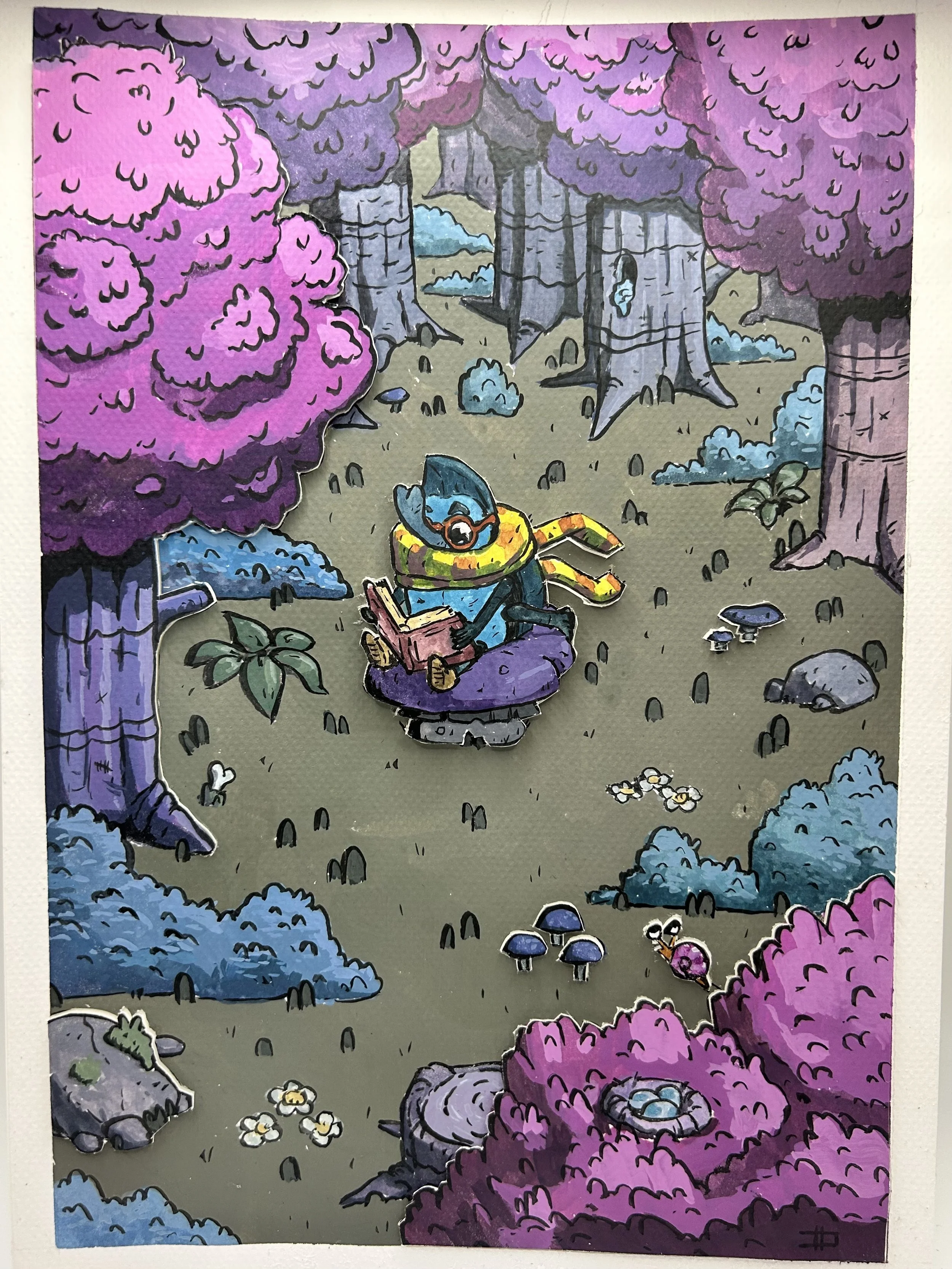 Time to Read — Original Gouache
