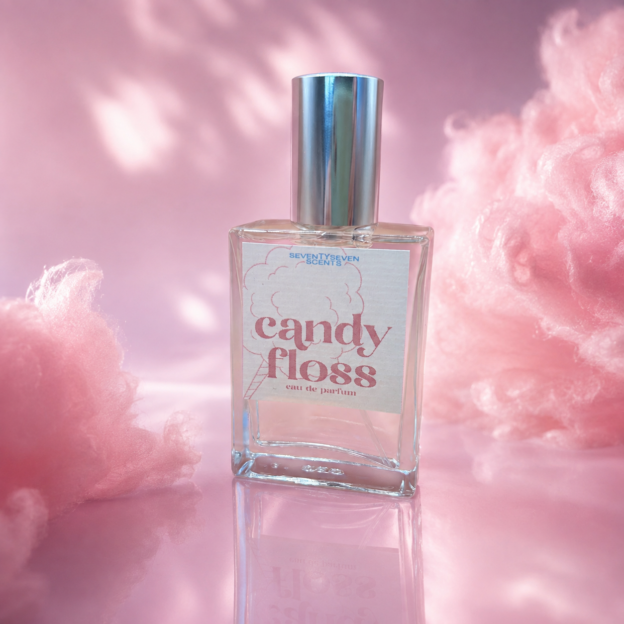 Cotton candy perfume, spun sugar and orange blossom with soft musk
