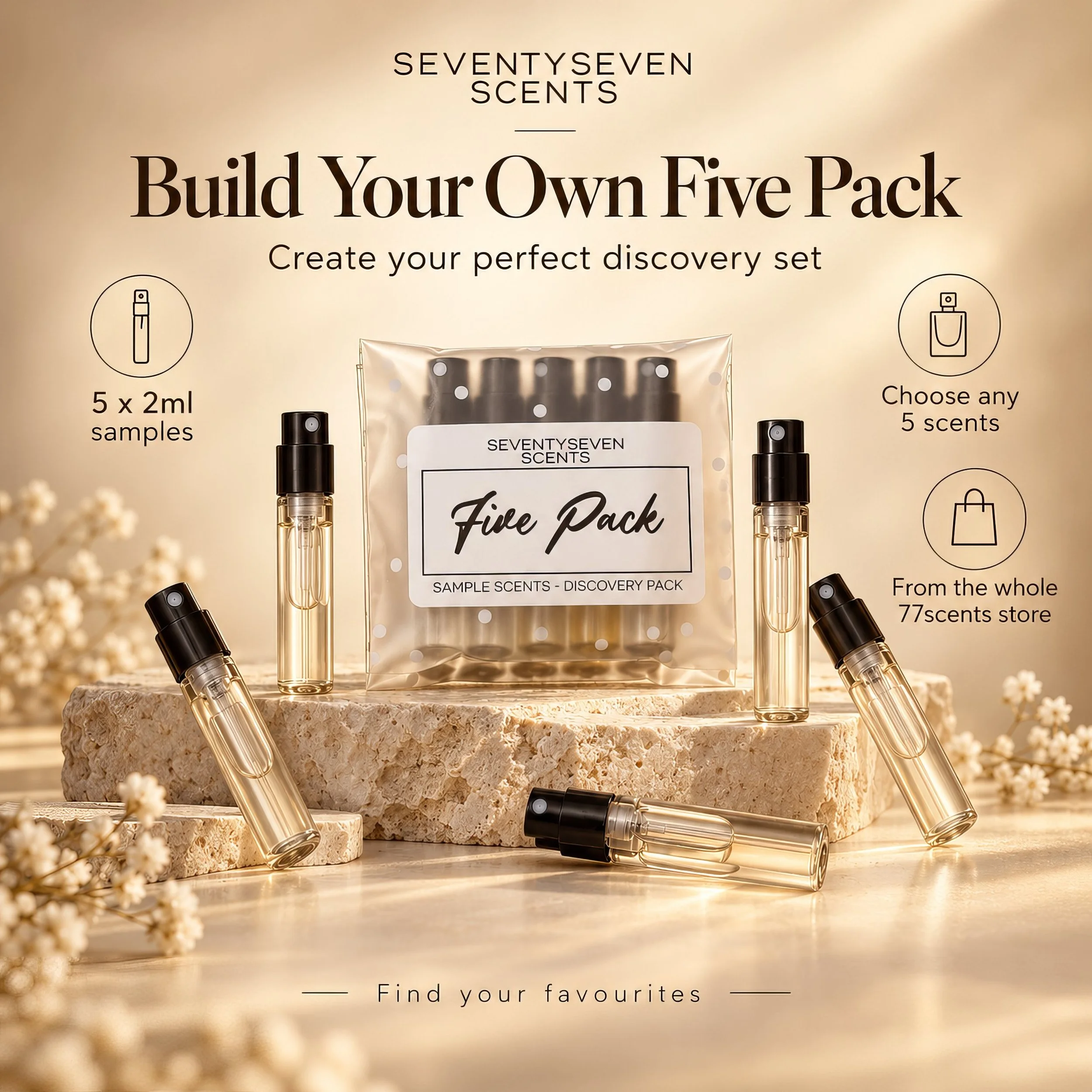 Build your own sample pack, EDP and EDT fragrance samples, pick any 5 scents