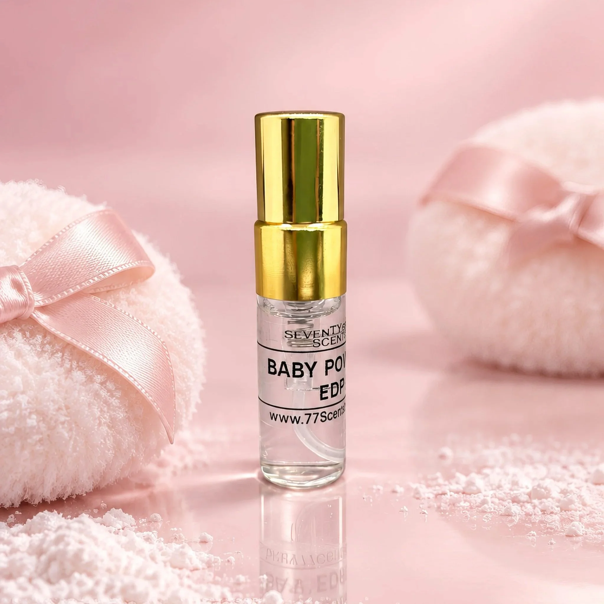 Baby powder scent sample, 3ml powdery EDP with lavender and freesia notes