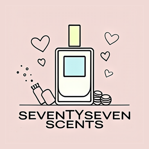 77scent SeventySevenScents Logo Perfume Store cute perfume bottle logo for uk indie brand perfume house