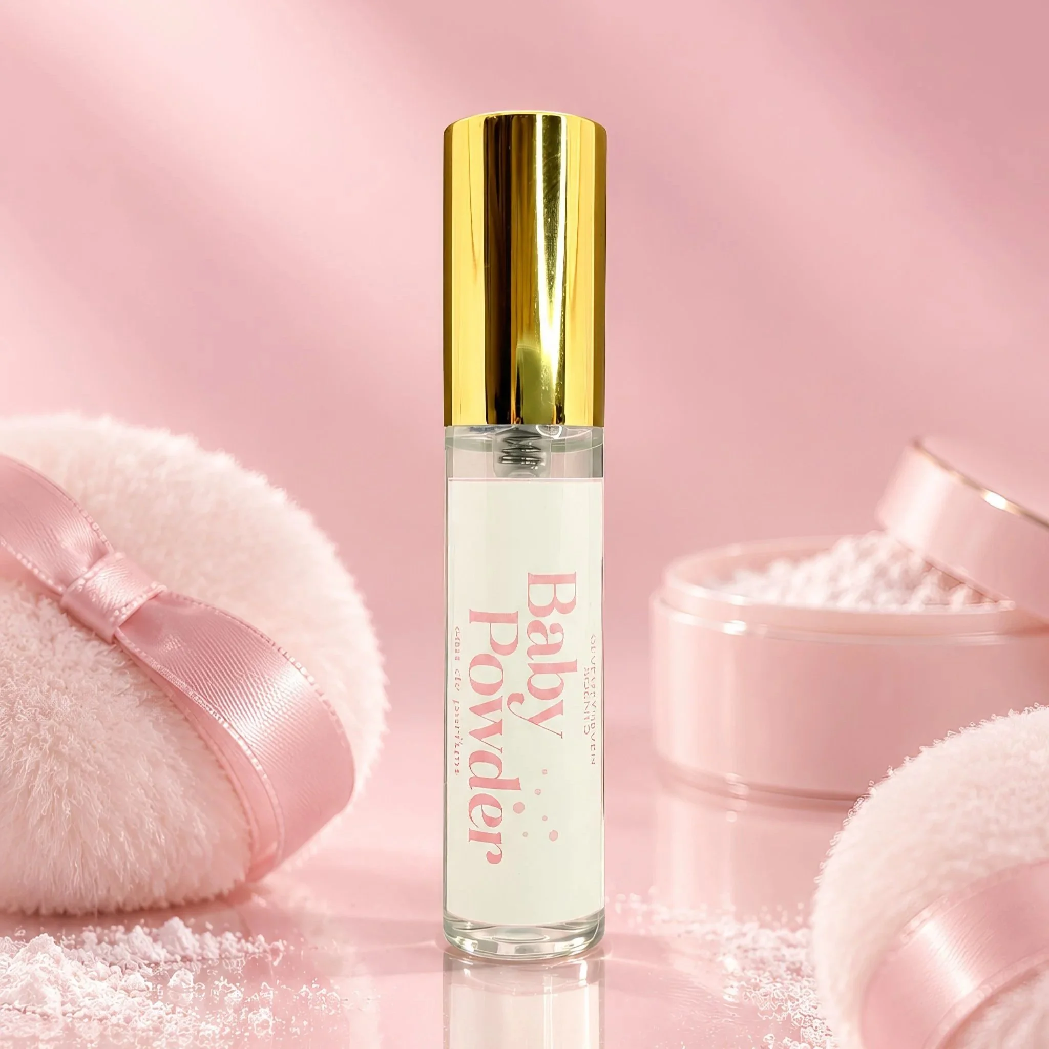 Powdery baby powder fragrance, bergamot and white flowers, soft vanilla musk finish