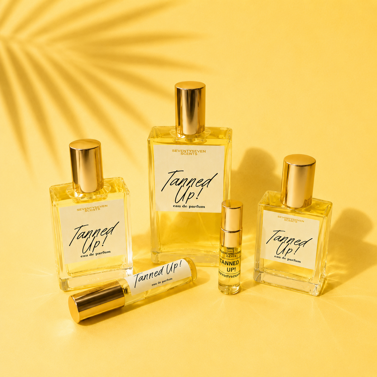 Tanned Up! Eau de Parfum, a holiday-inspired beachy perfume with tropical suntan lotion notes, soft powdery musk, vanilla, amber and sandalwood.