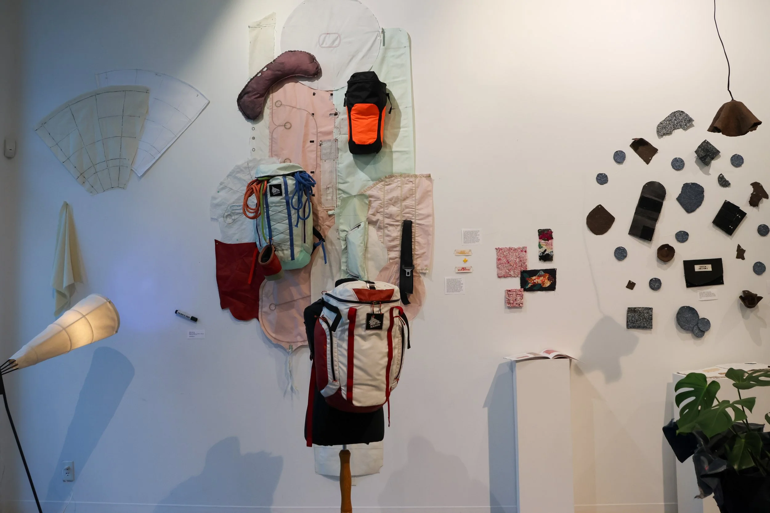 
final packs being exhibited at the SWATCH design exhibition for the creative upcycling of airbags