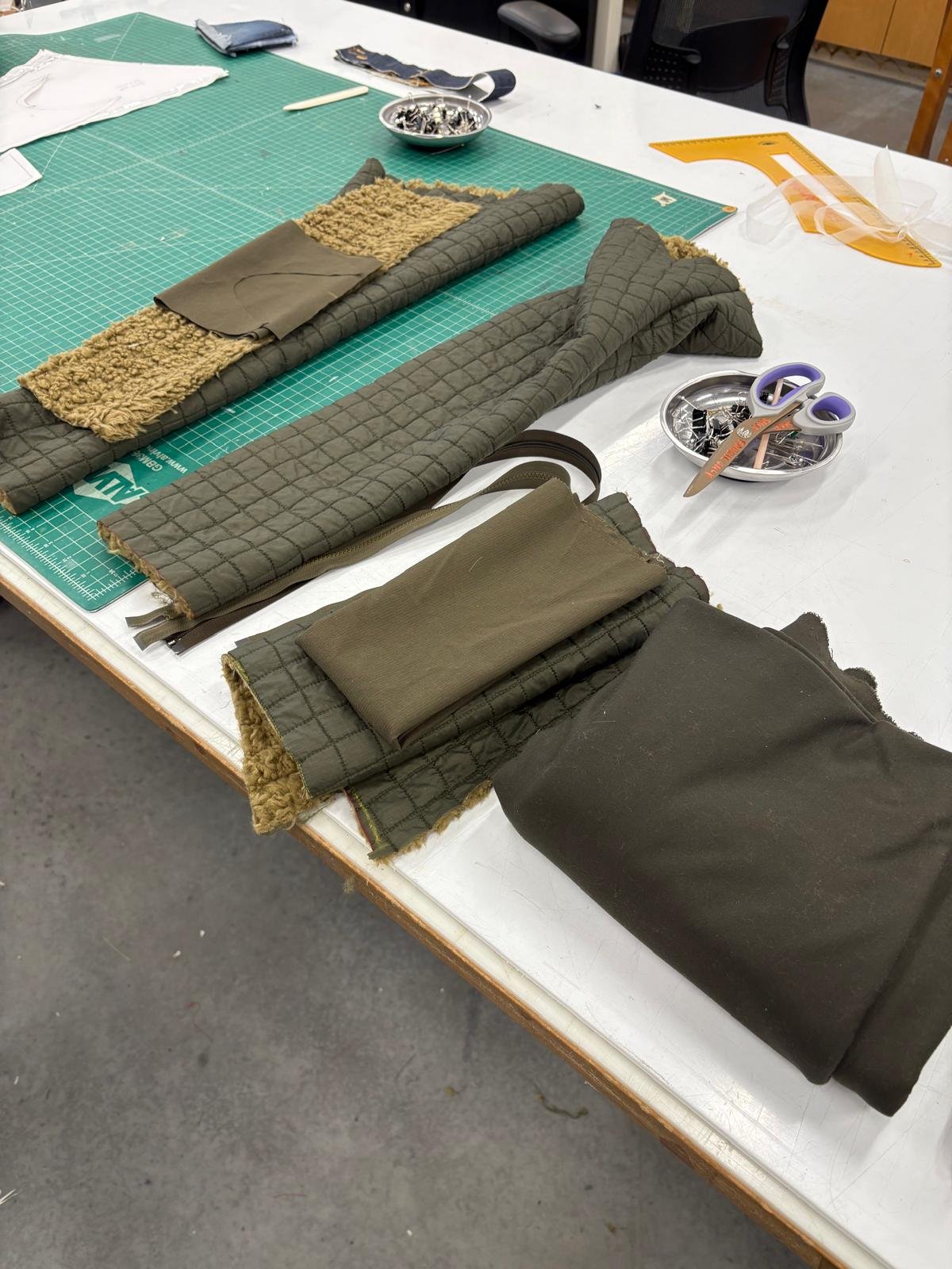 Cutting panels out of quilted fabric