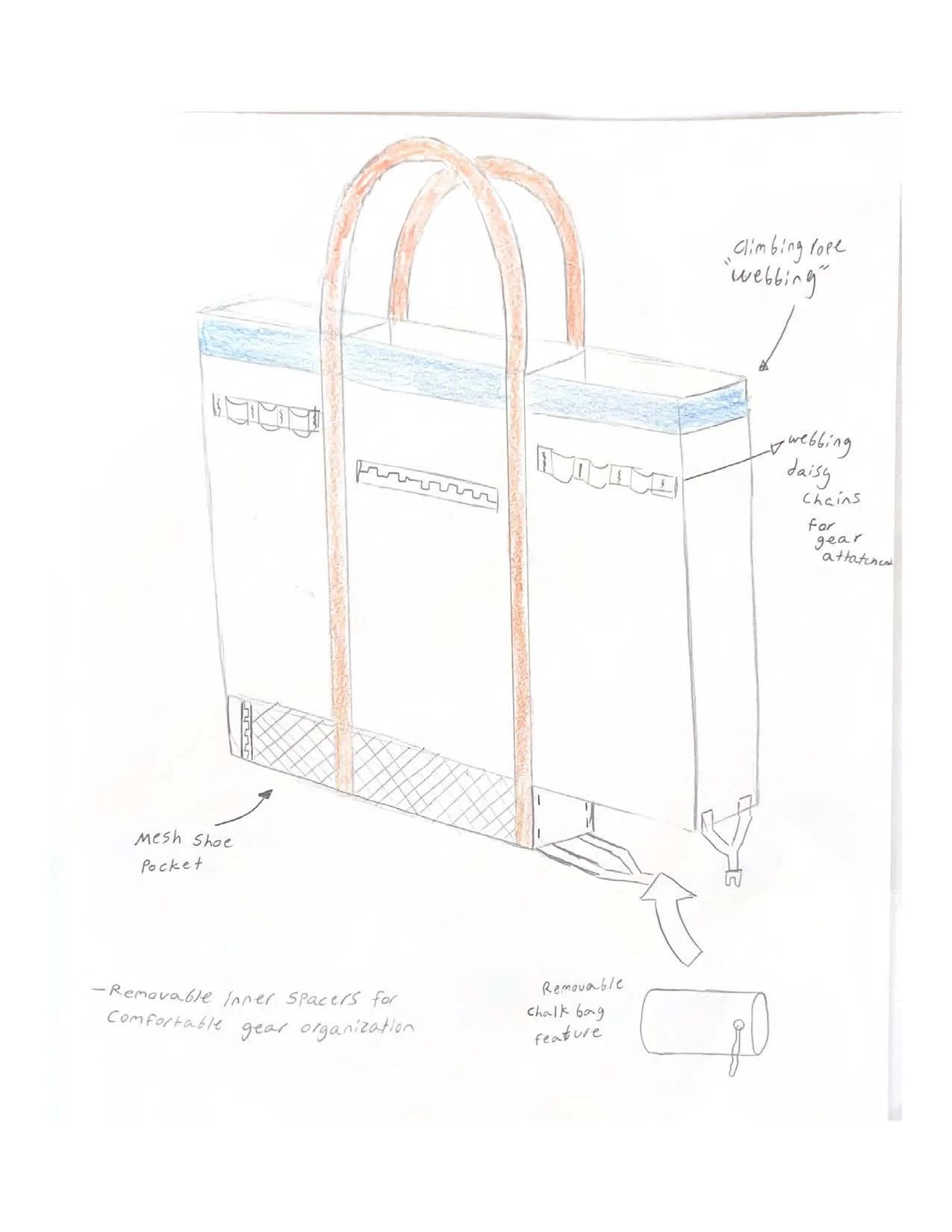 V1 tote with clip on shoe compartment