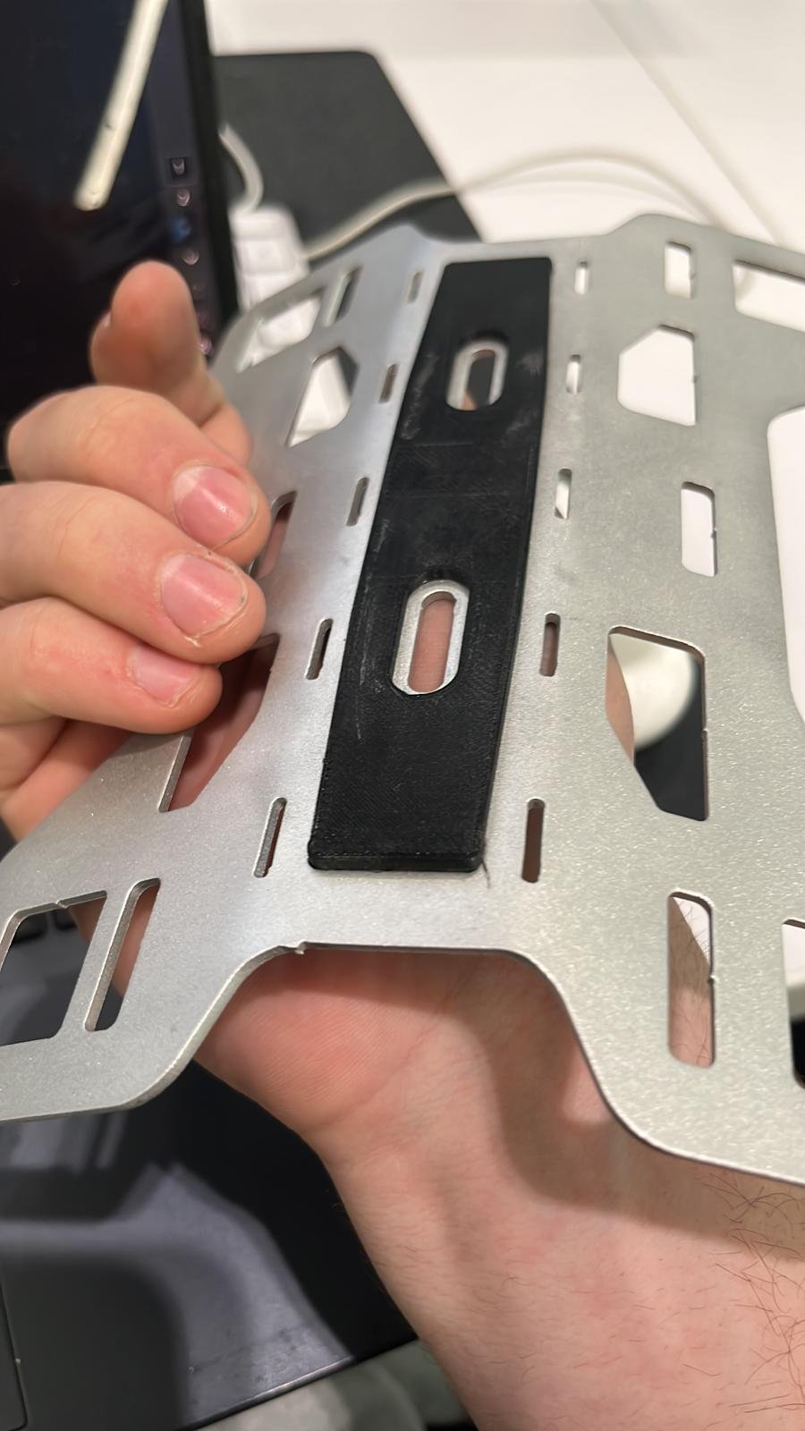 3D printed TPU backing to protect bike finish