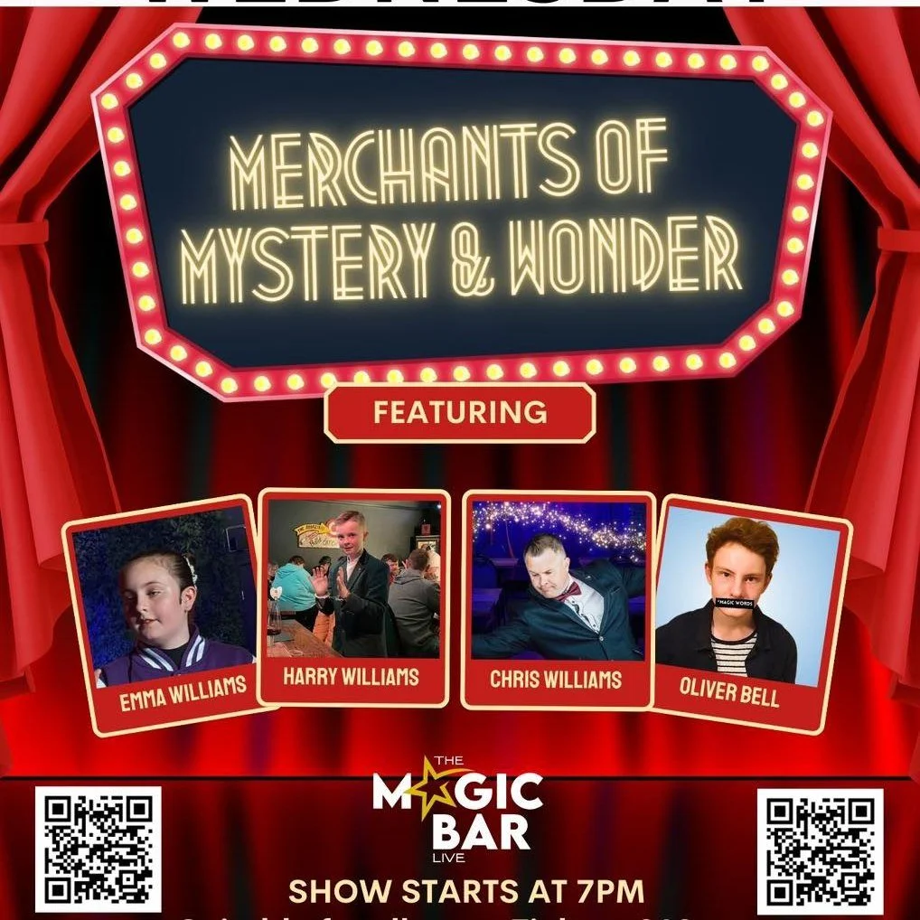 ⭐️ Saturday - Merchants of Mystery &amp; Wonder ⭐️
Join us for our Merchants of Mystery &amp; Wonder show! Featuring not 1 but 4 Magicians! 

📆 Saturday 15th November 
⏰ 7pm
🎟️ https://buytickets.at/themagicbarliveltd/1874853