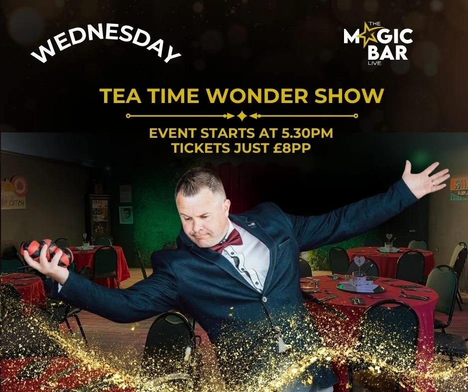 ⭐ What's on this week ⭐
This week sees the return of the Tea Time Wonder Show, our third Table of Wonders &amp; Oliver Bell with this ImpossiBell show.
Book now: www.themagicbarlive.co.uk/tickets

#familyfriendly #nightout #magicshow #northwales #wha