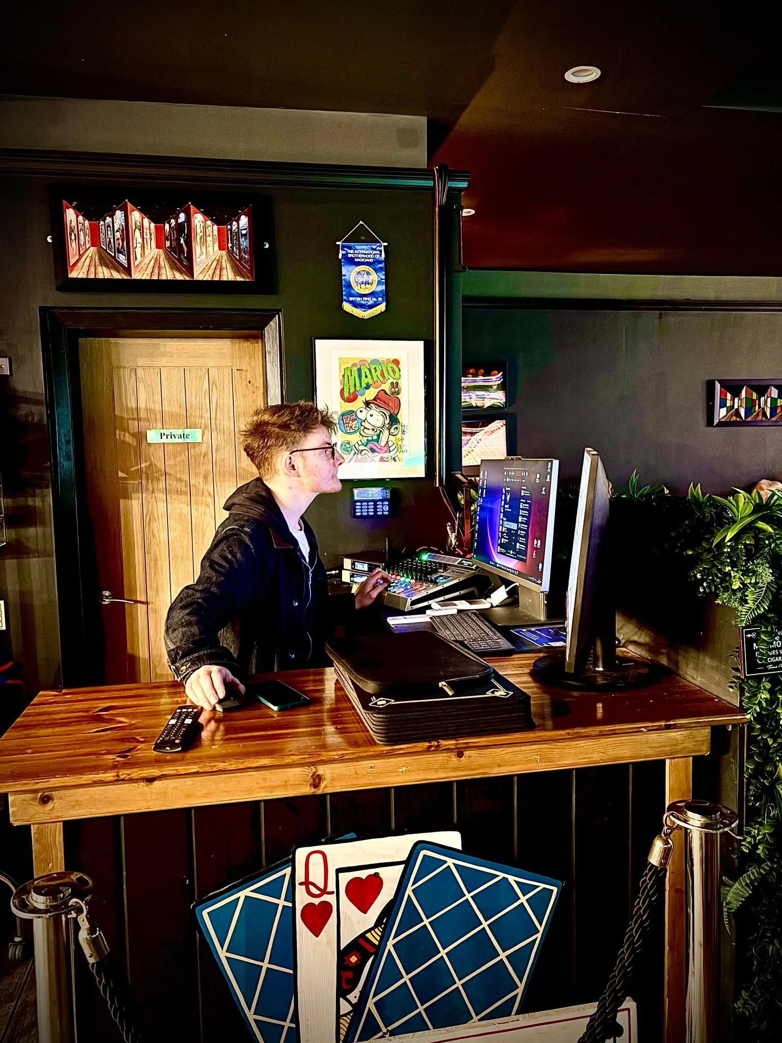 Big things are brewing behind the scenes 👀 The team is dialling in the audio 🎵 and lighting 💡for one of our upcoming magic shows &mdash; and it&rsquo;s going to be louder, brighter, and more jaw-dropping than ever. ✨🎩 Visit 👉  themagicbarlive.co
