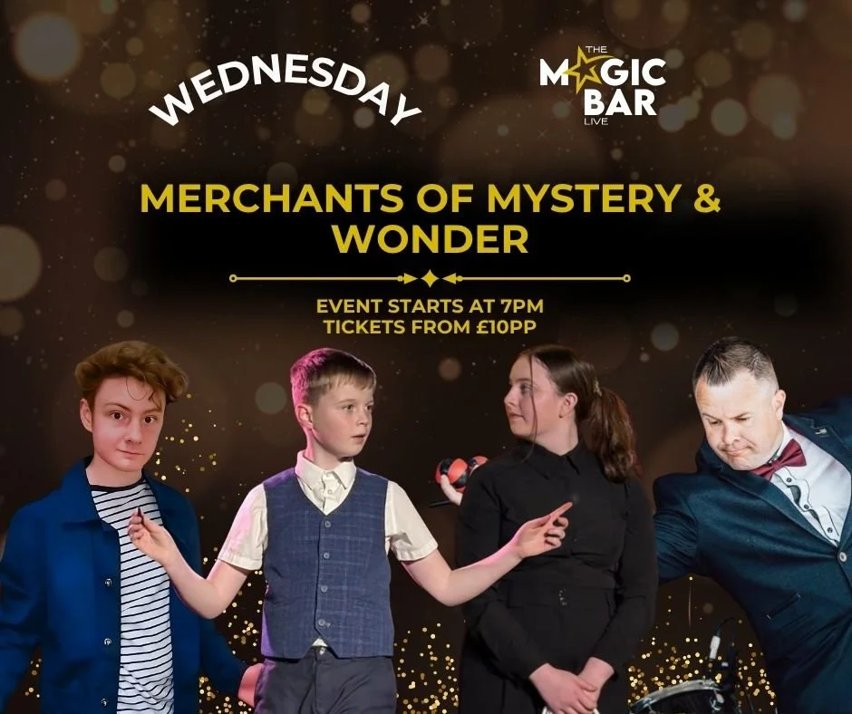 ⭐ What's on this week... ⭐
Wednesday - Merchants of Mystery &amp; Wonder
Friday - VIP Magic Encounters
Saturday - Prestige Lounge
Book now: www.themagicbarlive.co.uk/tickets