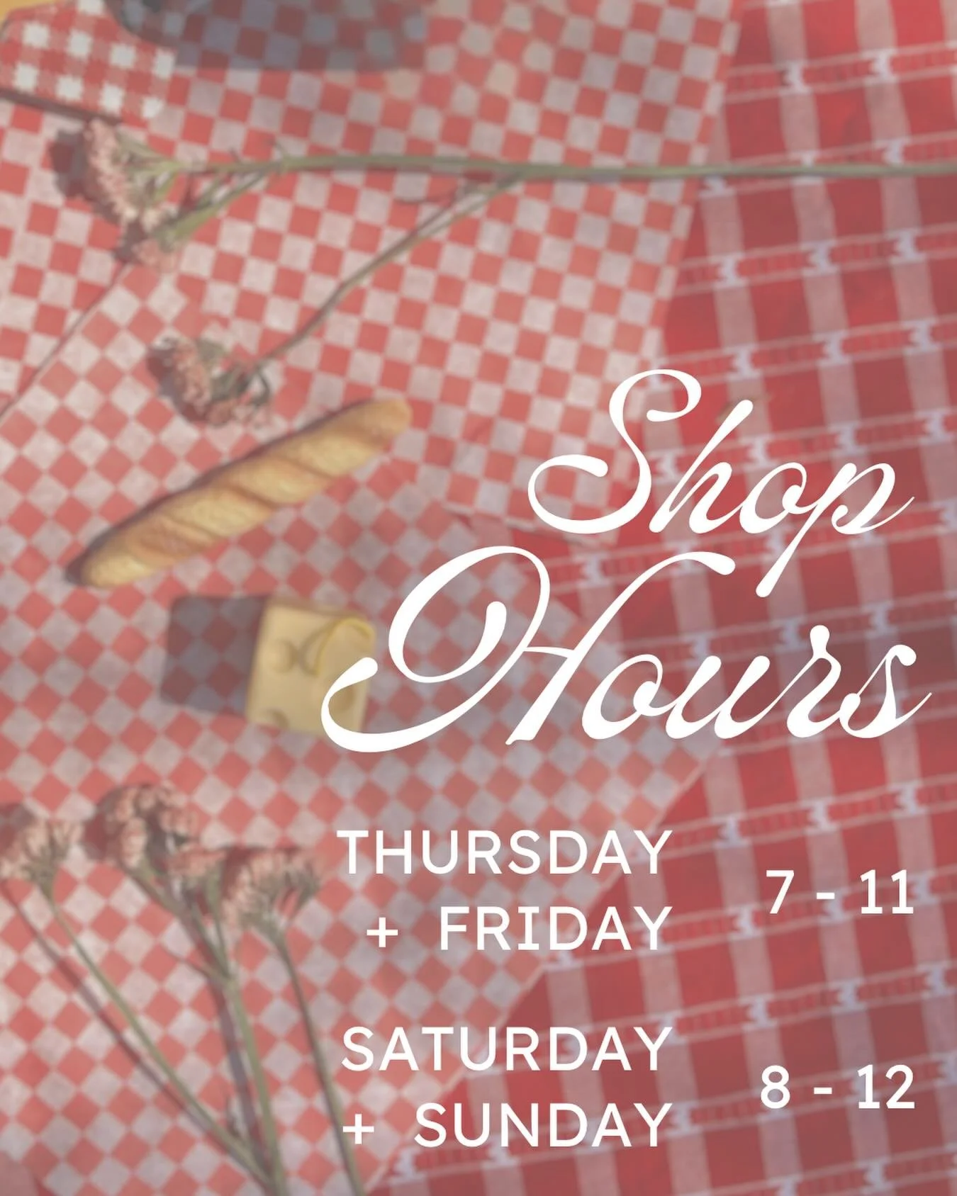 ✨🌷💐NEW SPRING SHOP HOURS✨🧺🍒