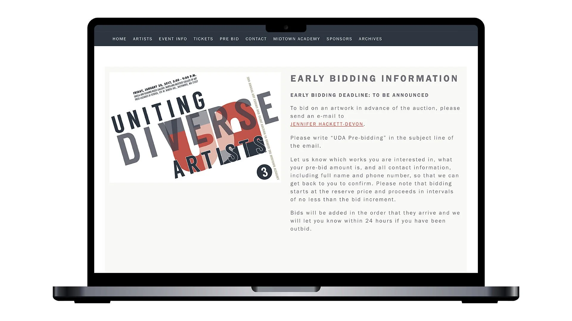 2017 Uniting Diverse Artists Laptop 6 Bidding