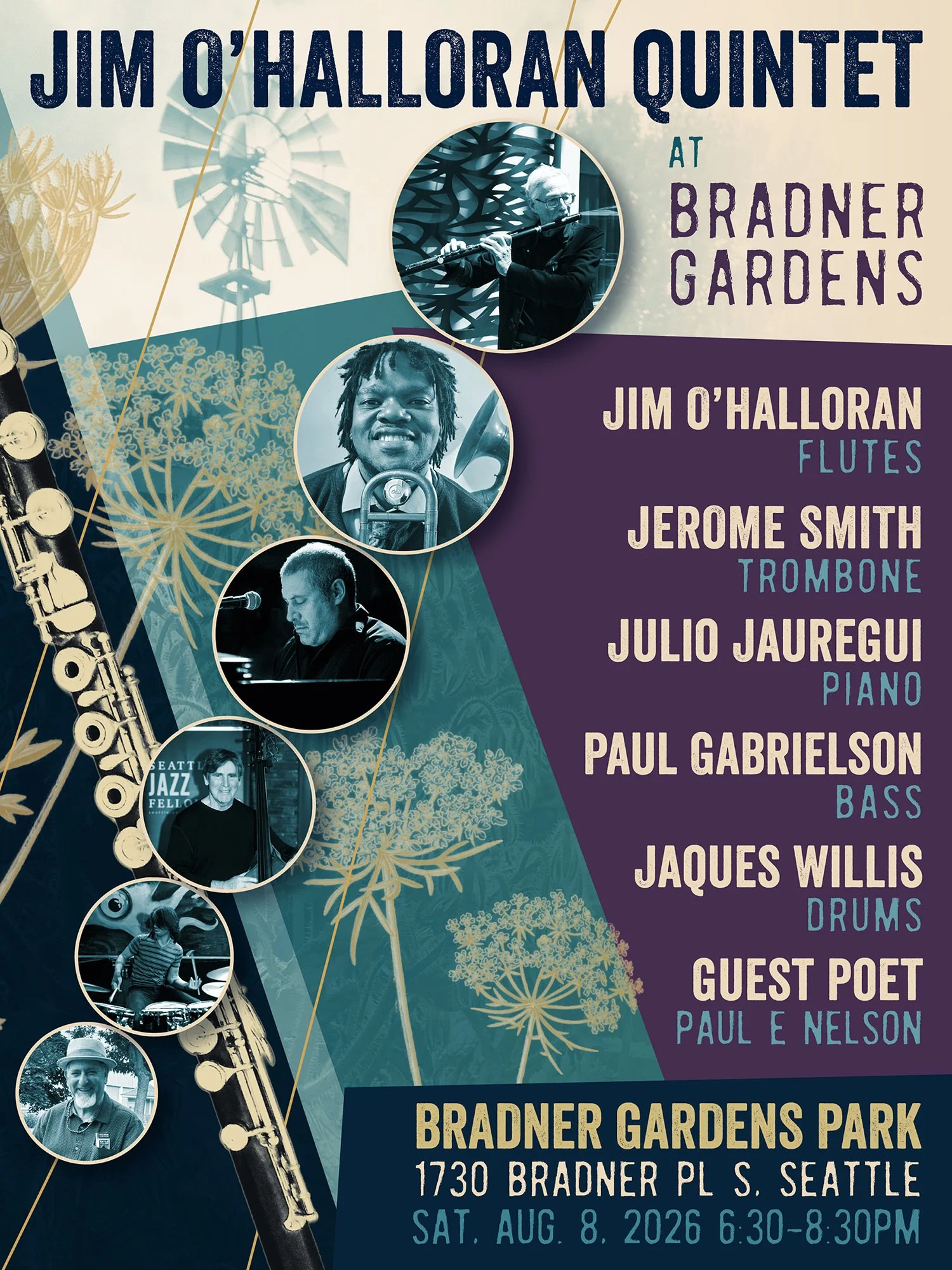 Jim O'Halloran Quintet at Bradner Gardens 2026 poster