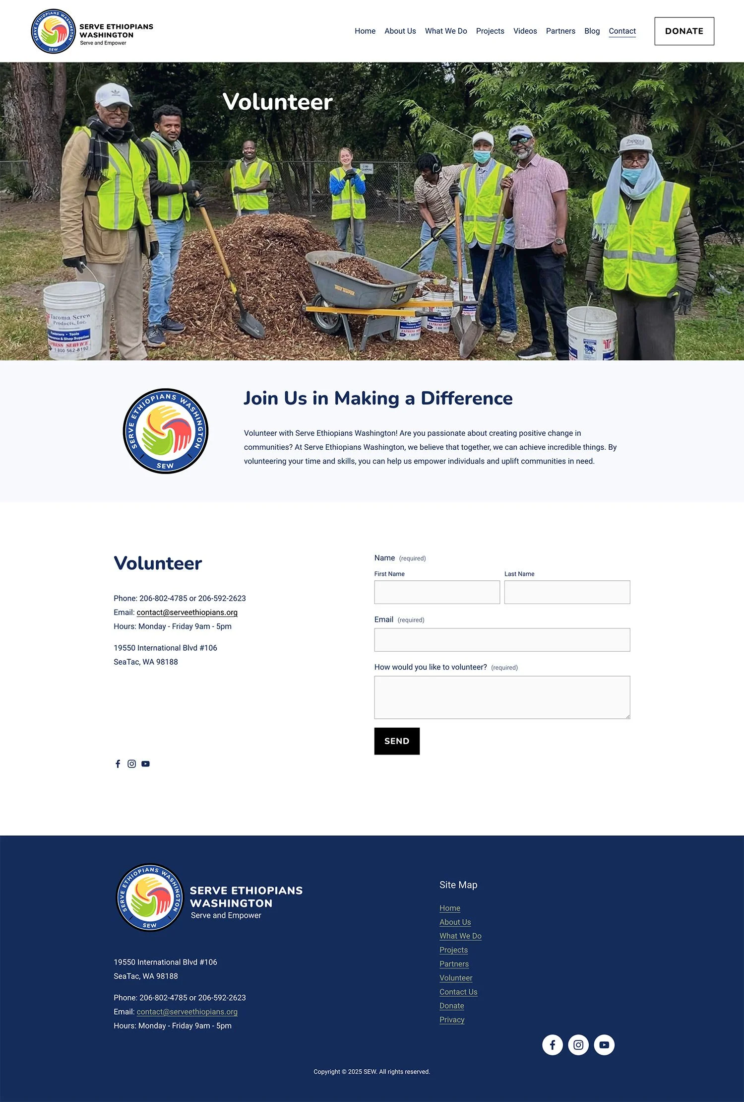 Serve Ethiopians Washington Volunteer page