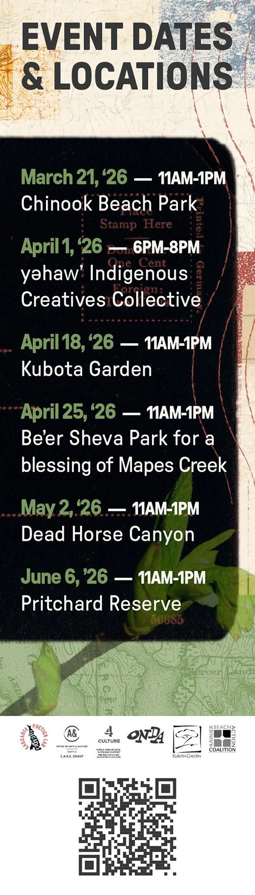 Bookmark back for Poetry Postcard Activations events