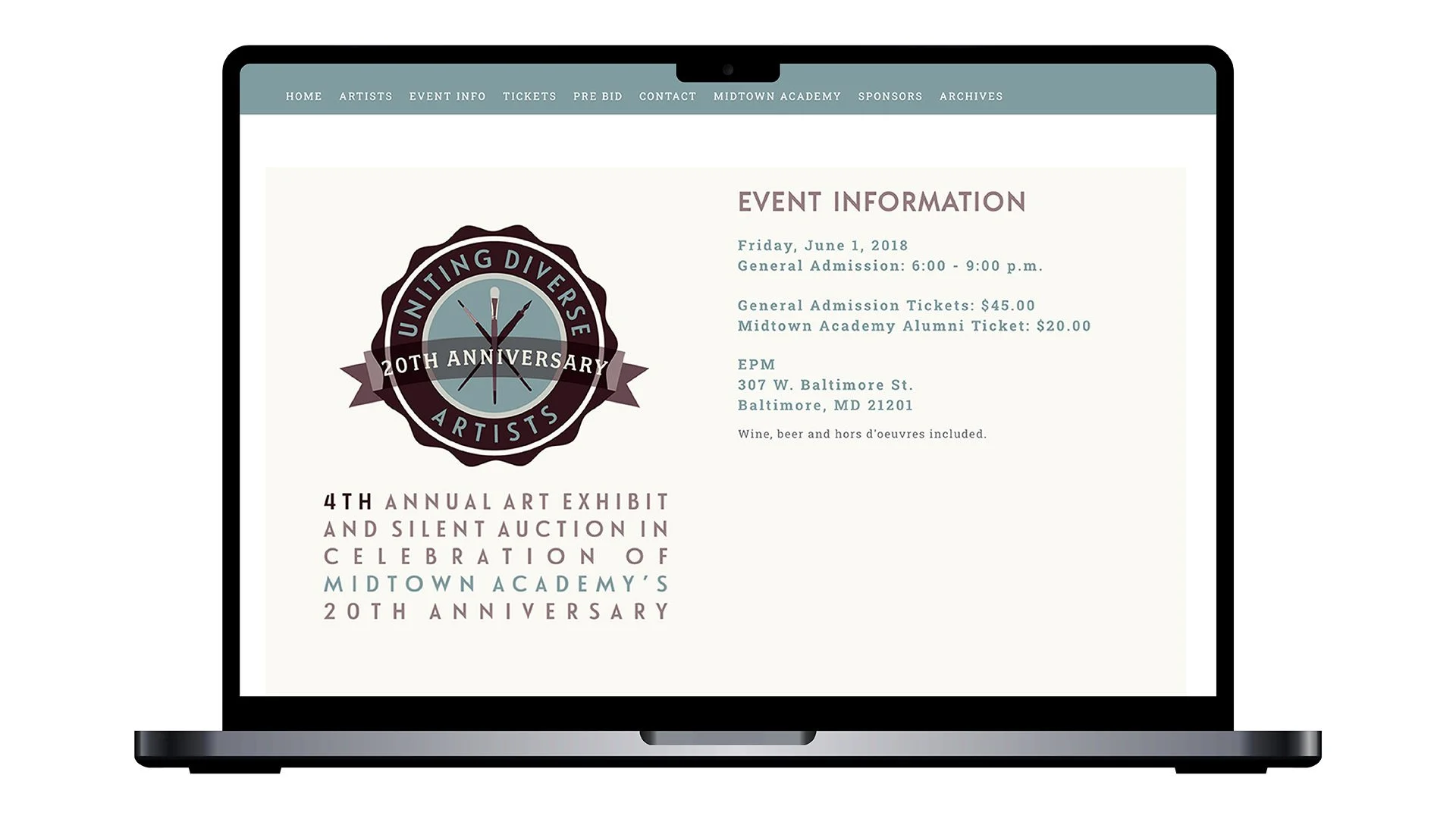 2018 Uniting Diverse Artists Laptop 4 Event Info 