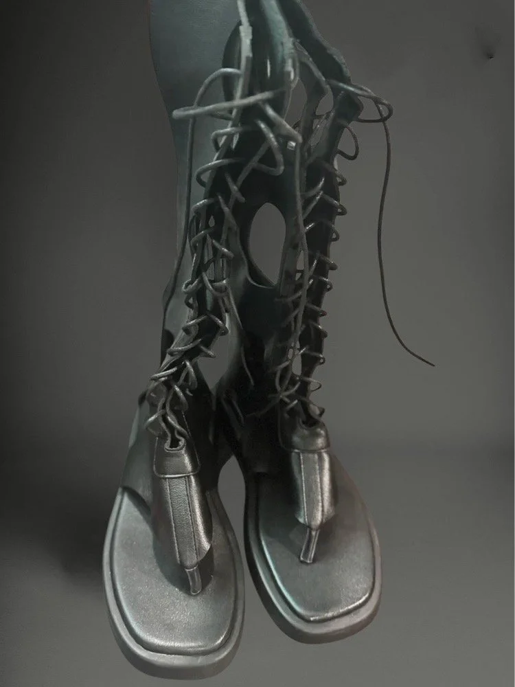 Lace up high gladiator sandal