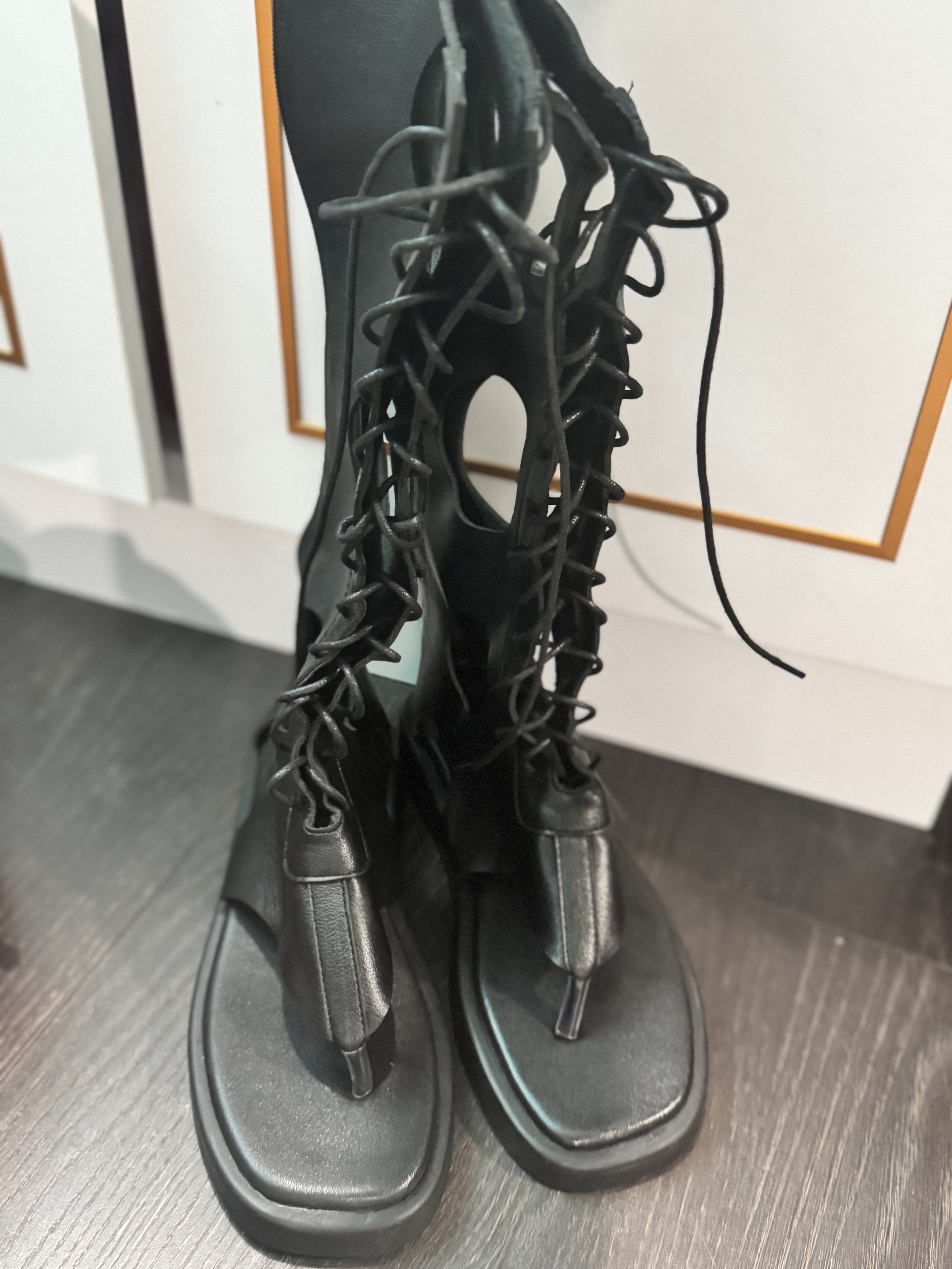 Lace up high gladiator sandal