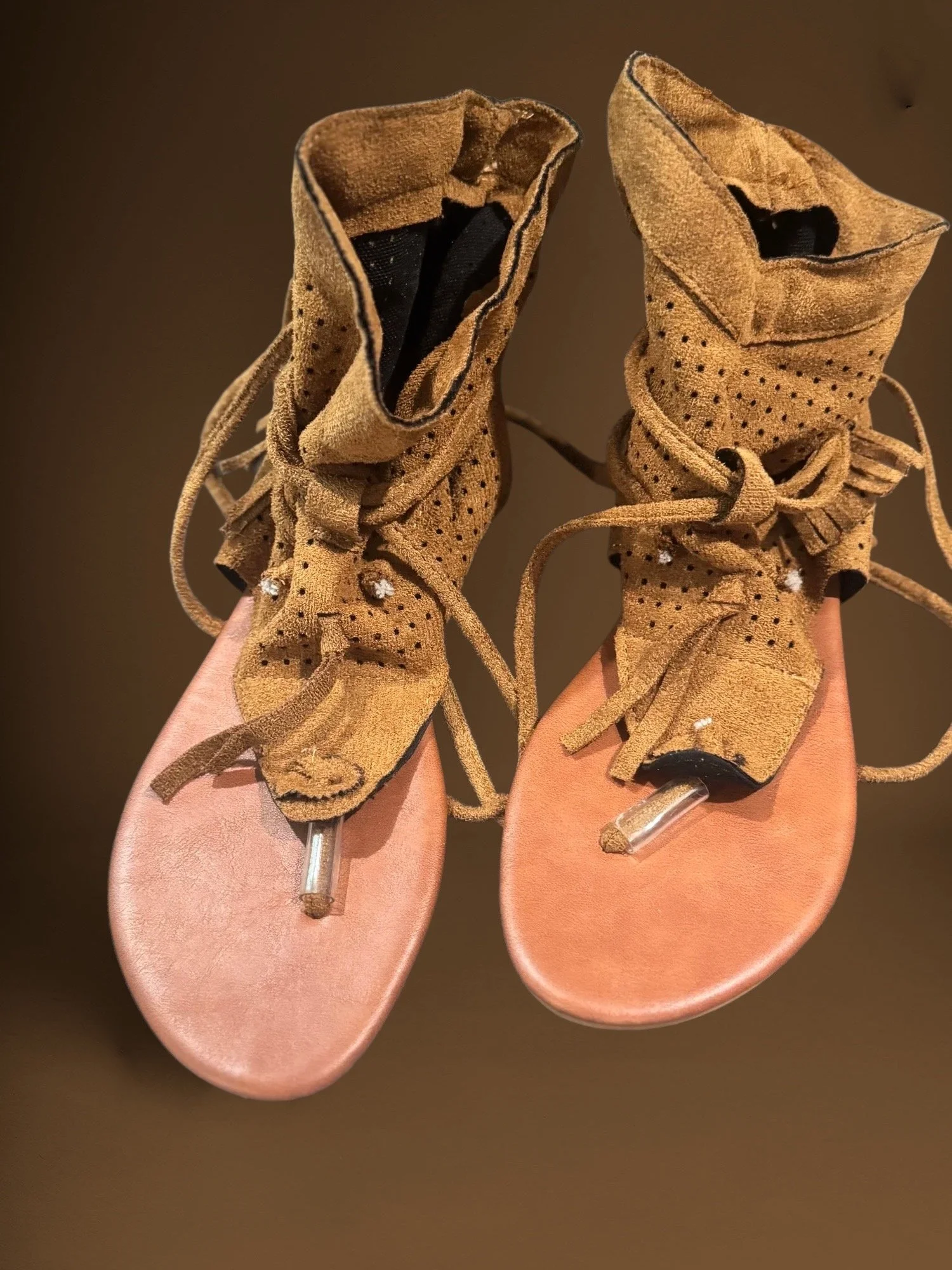 Brown ankle Tassel Sandal