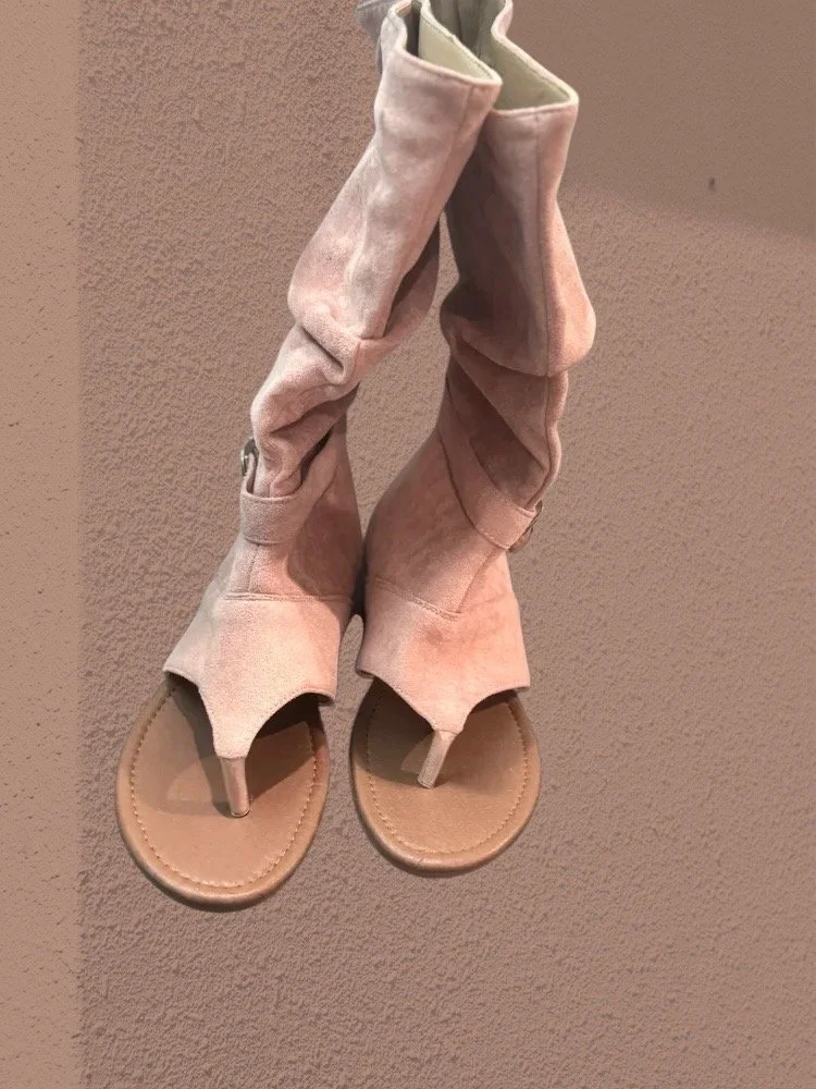 Pink  suede cowboy boots sandal