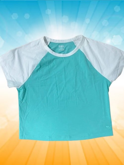 PINK Turquoise n White crop top