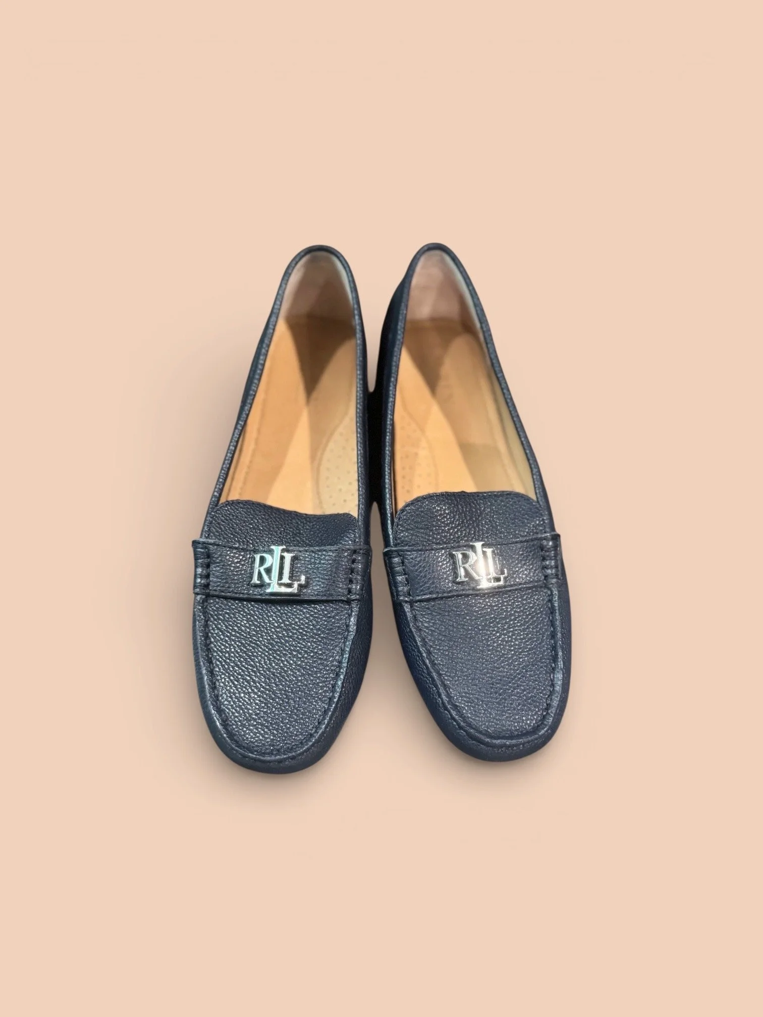 Ralph Lauren Navy Pebble Loafers