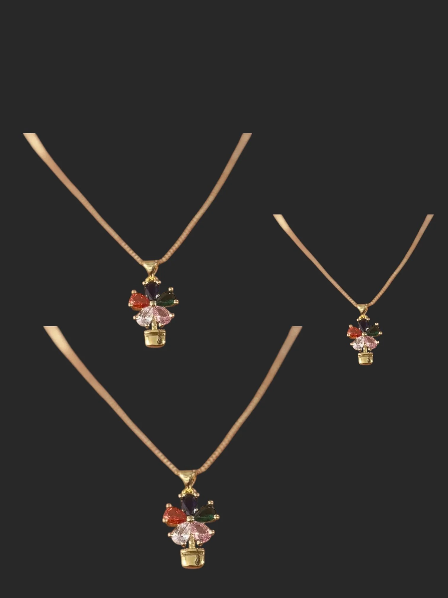 Gold plated flowerpot necklace
