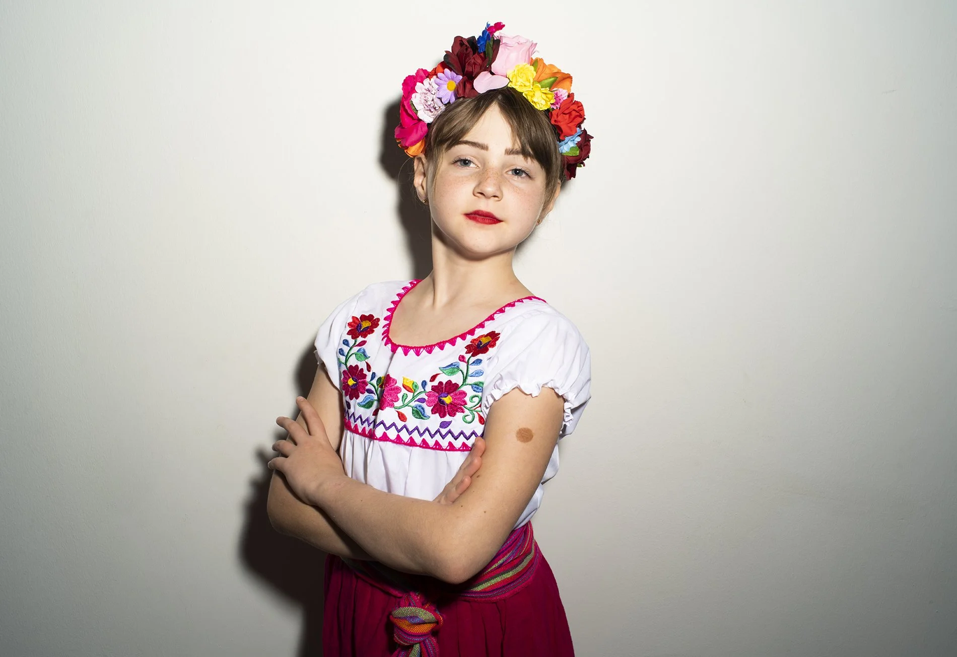 Frida Khalo Halloween costume on a NYC kid.