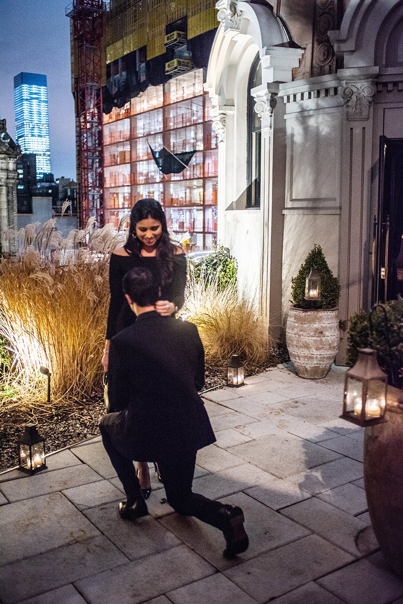 A proposal at a luxury hotel penthouse NYC.