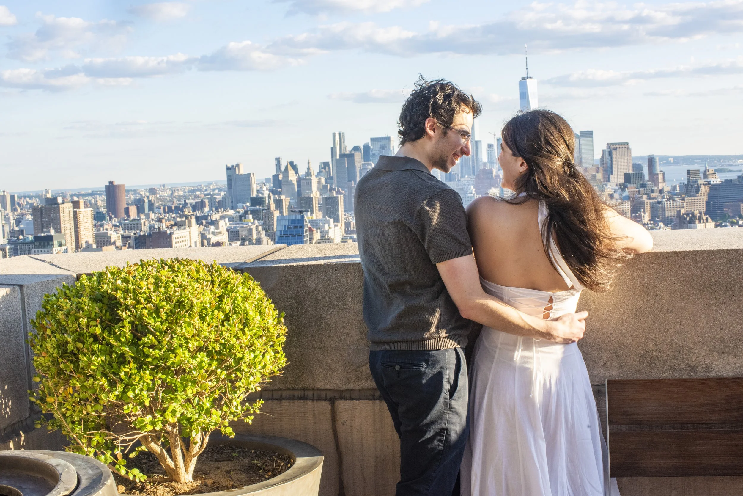 NYC Rooftop Proposal Photographer | A Documentary Engagement Story in New York City