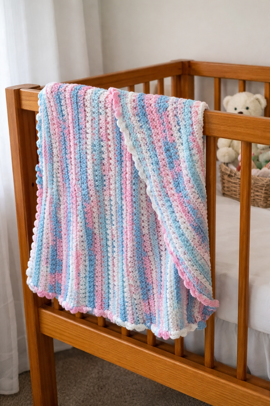 Handmade Candy Floss crochet baby blanket/ shawl