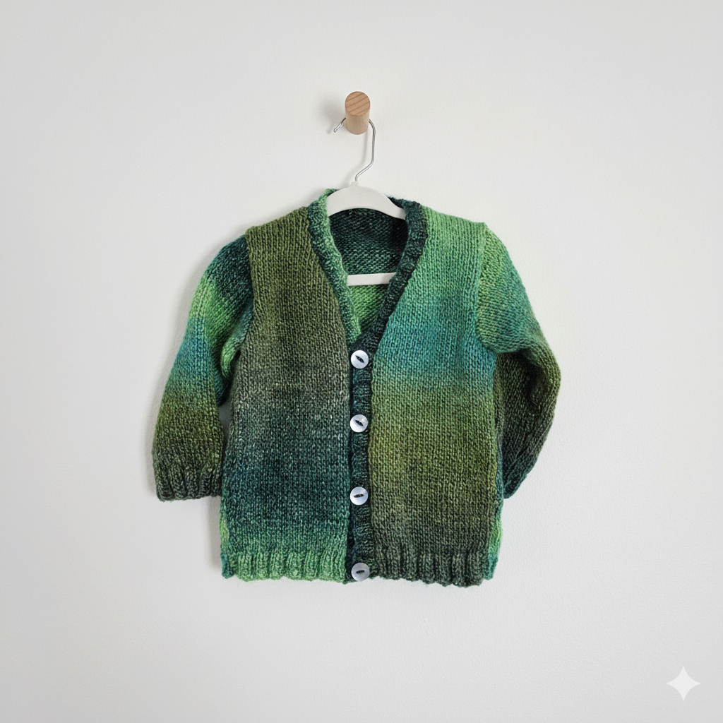 Green marine knitted baby cardigan - Gender Neutral