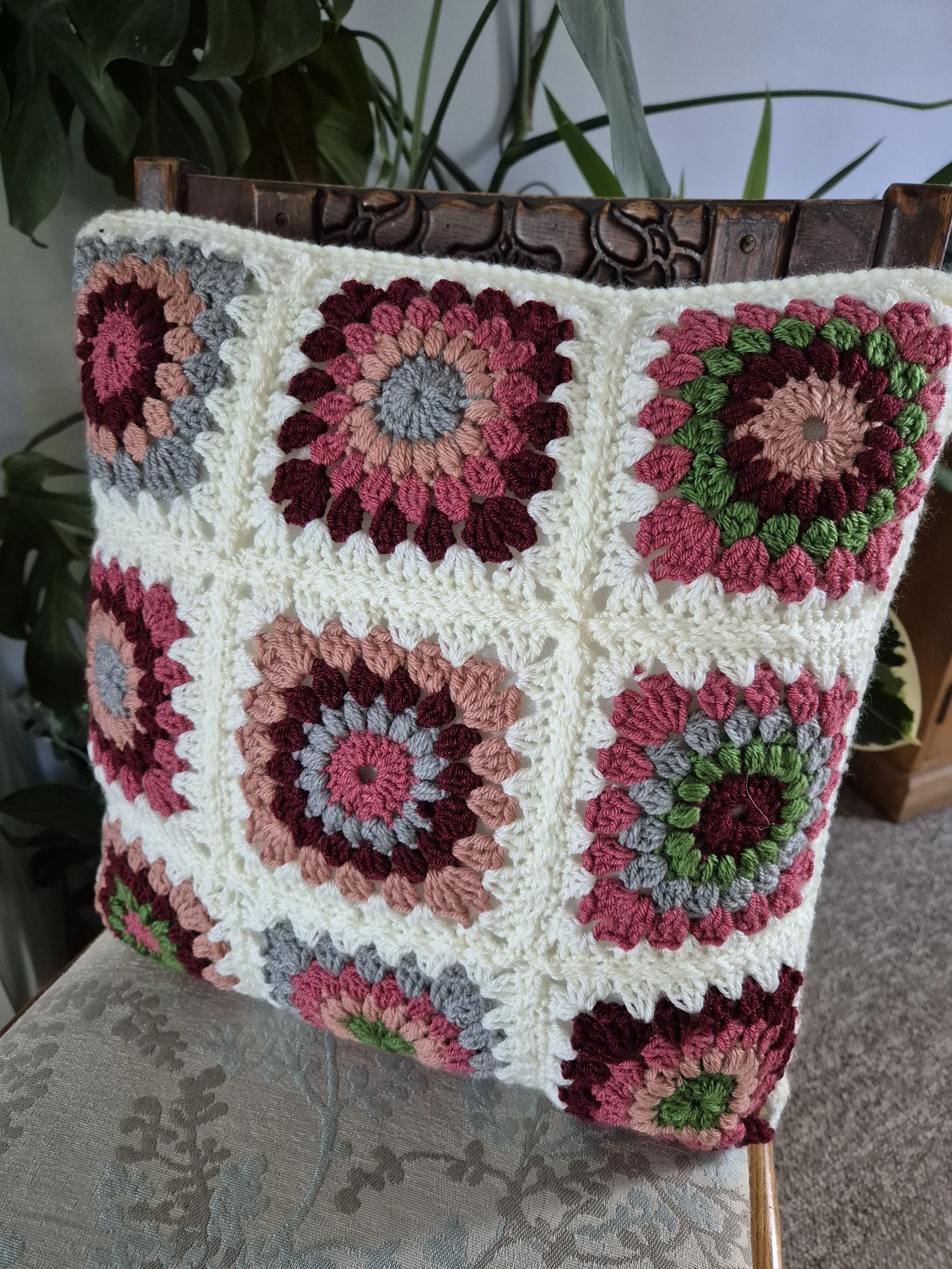 Handmade crochet Cushion Cover - Reversible design