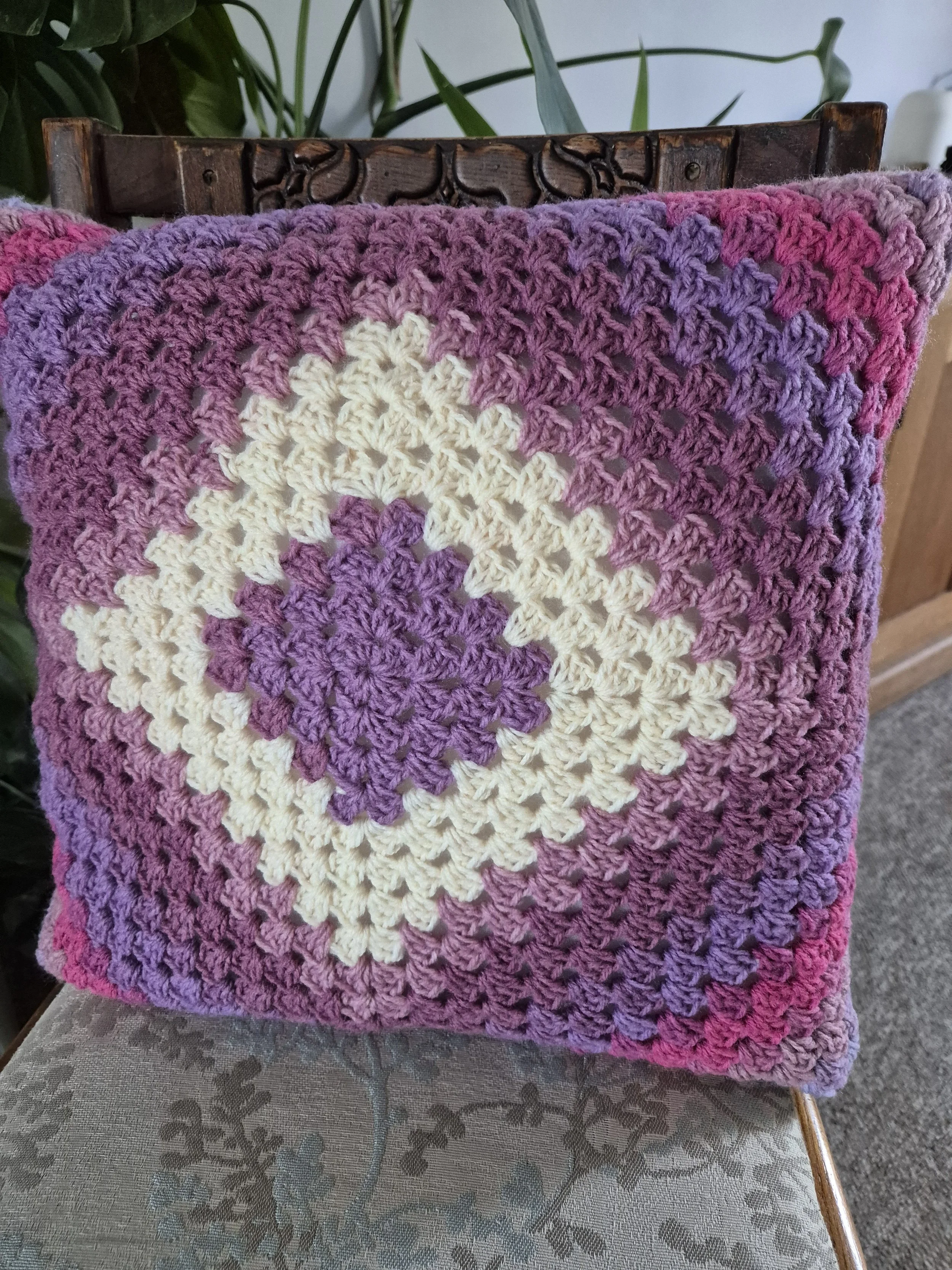 Reversible handmade crochet cushion cover - home decor