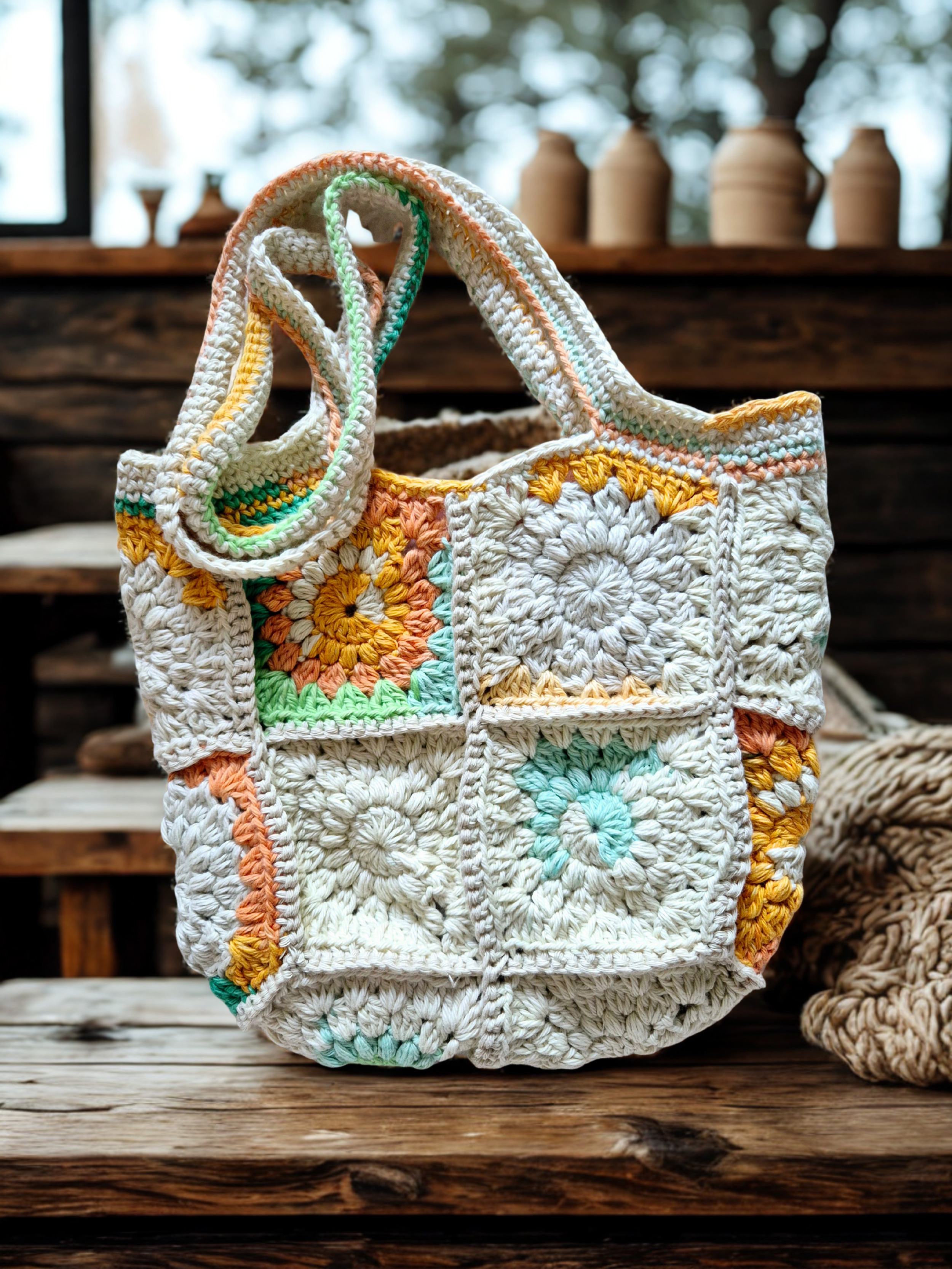 Retro Handmade Crochet Bag
