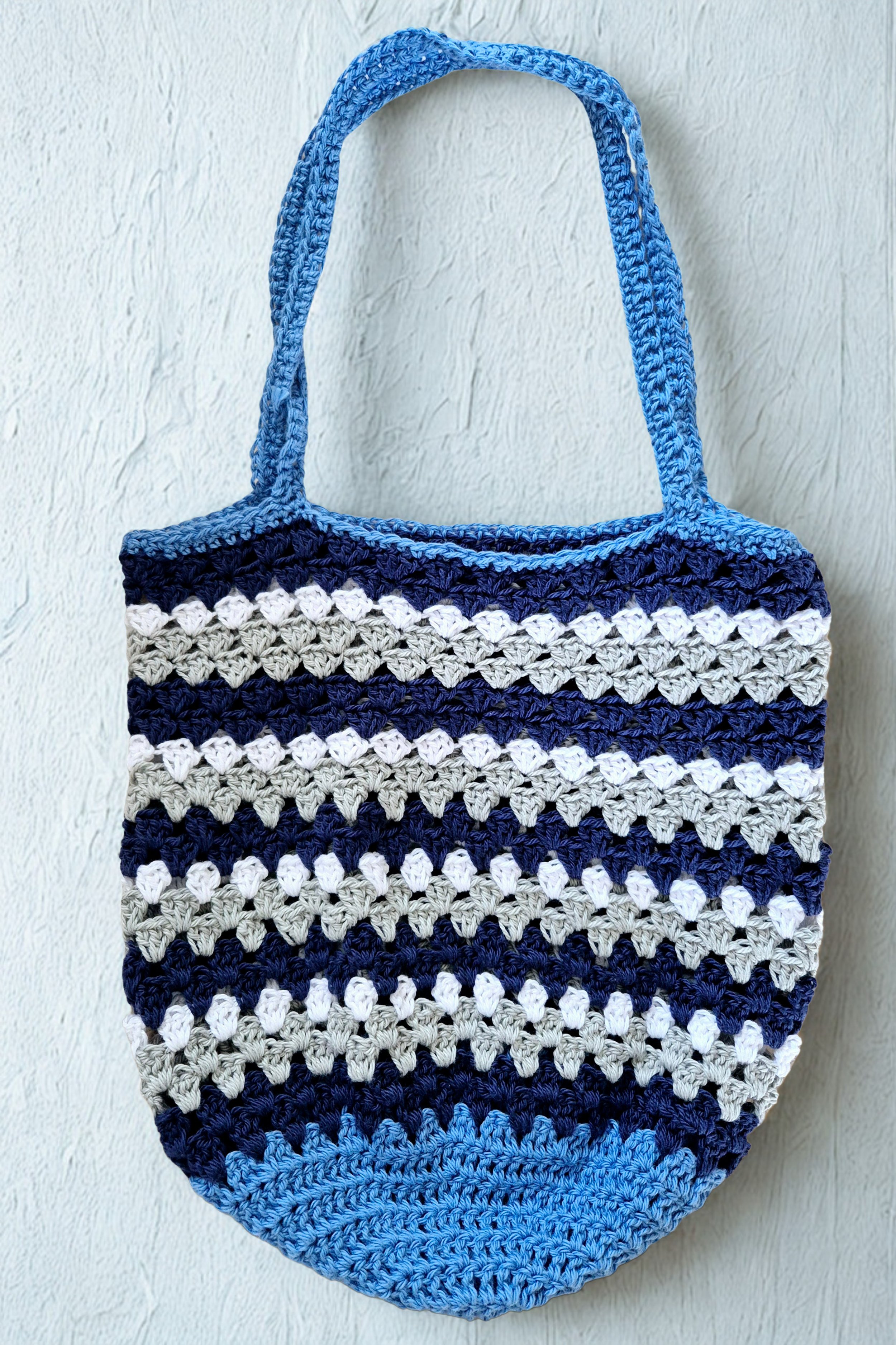 Seaside Stripe Cotton Crochet Bag