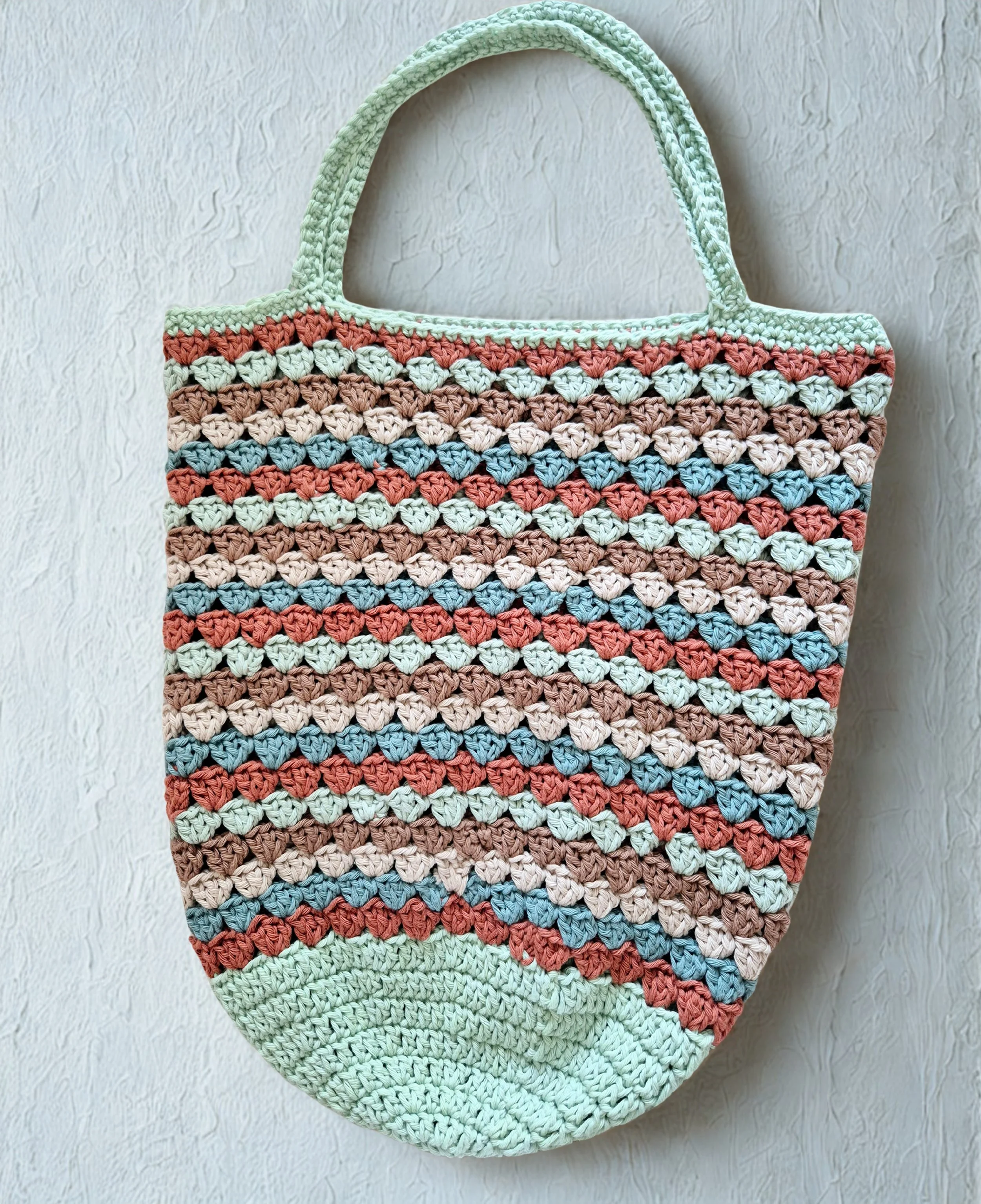 Earth Tones Cotton Crochet Market Bag