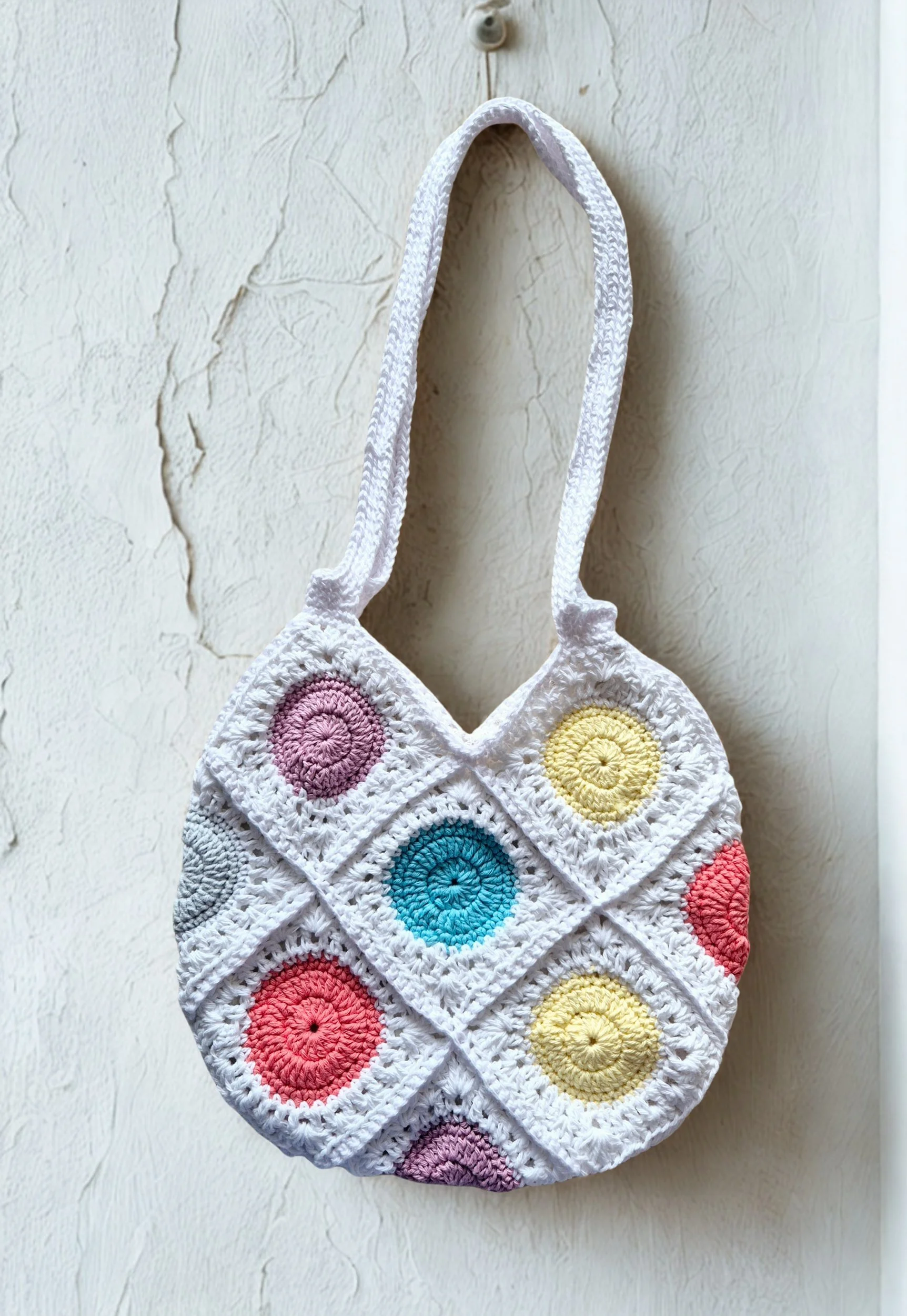 Pastel Sunburst Crochet Tote