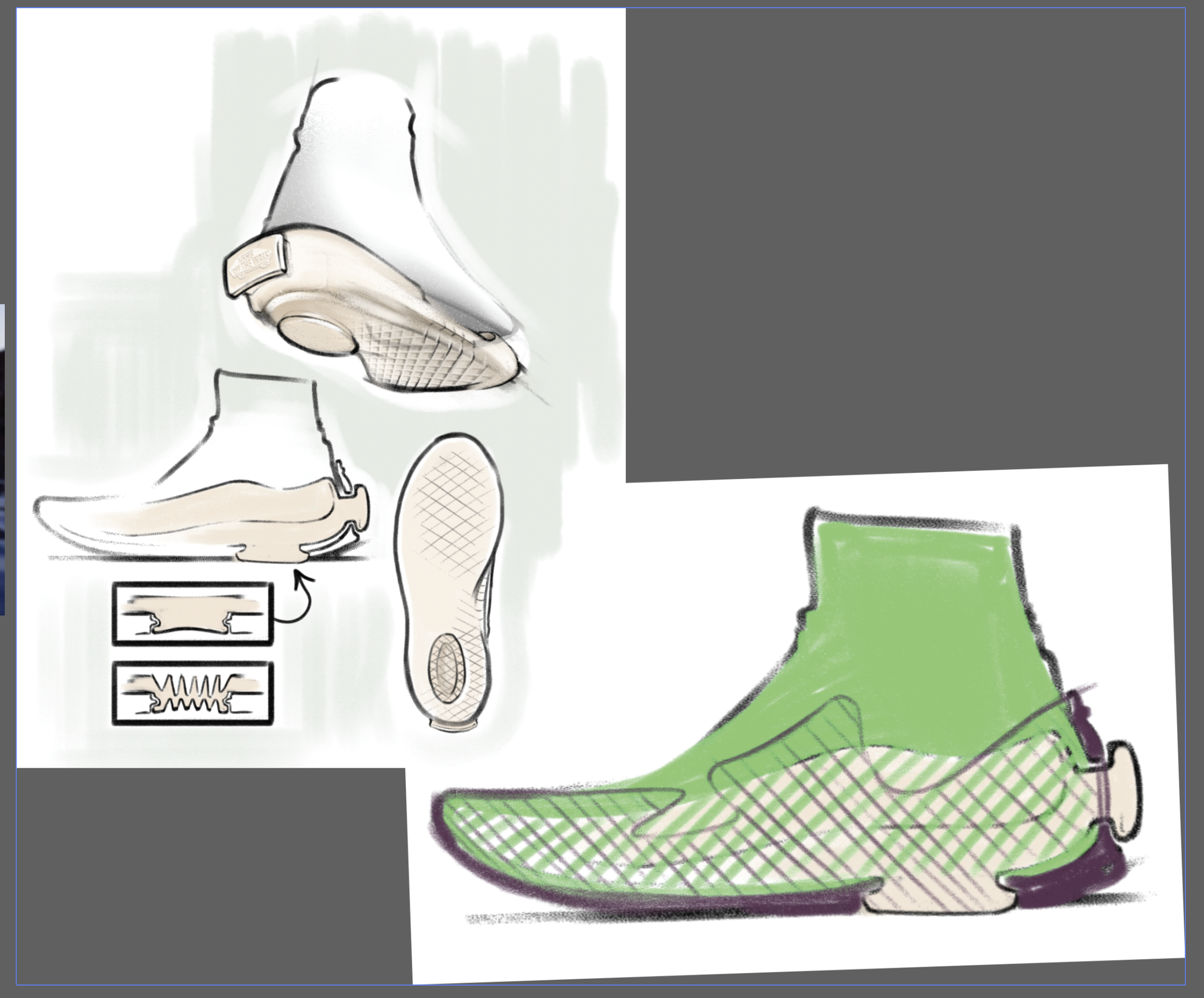 Early sketch showing midsole click in (Adara Dillabaugh)