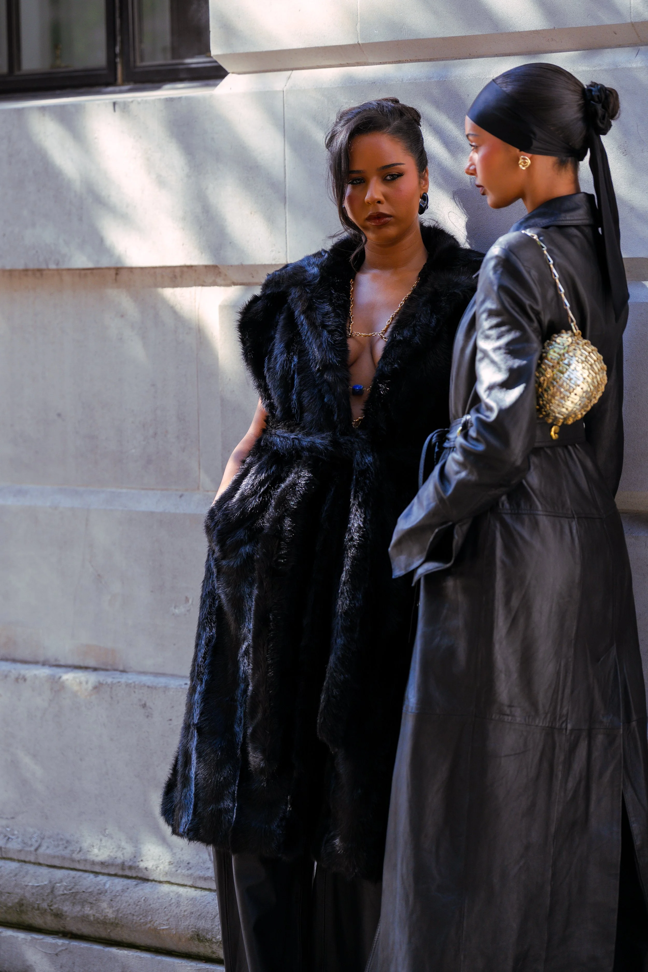 Amira and Jamilla Strand outside the Di Petsa SS26 show.