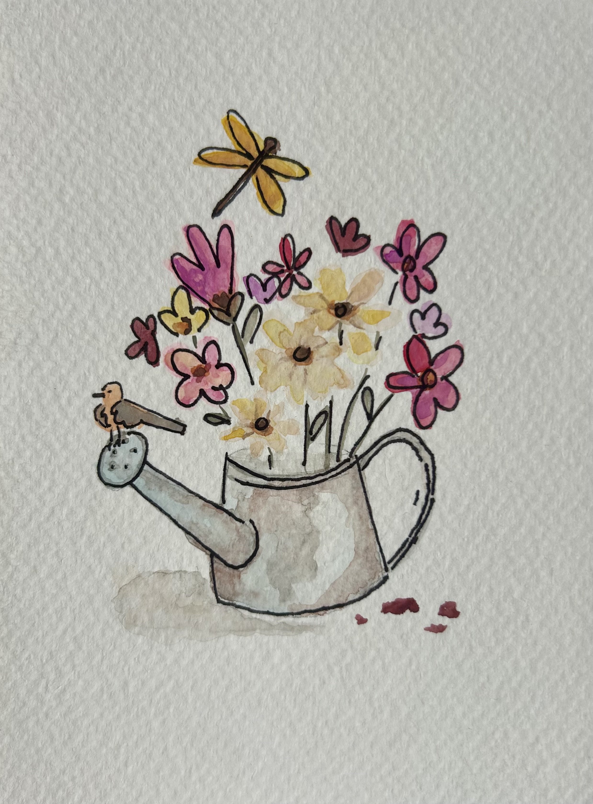 Watering Can + Flowers Card
