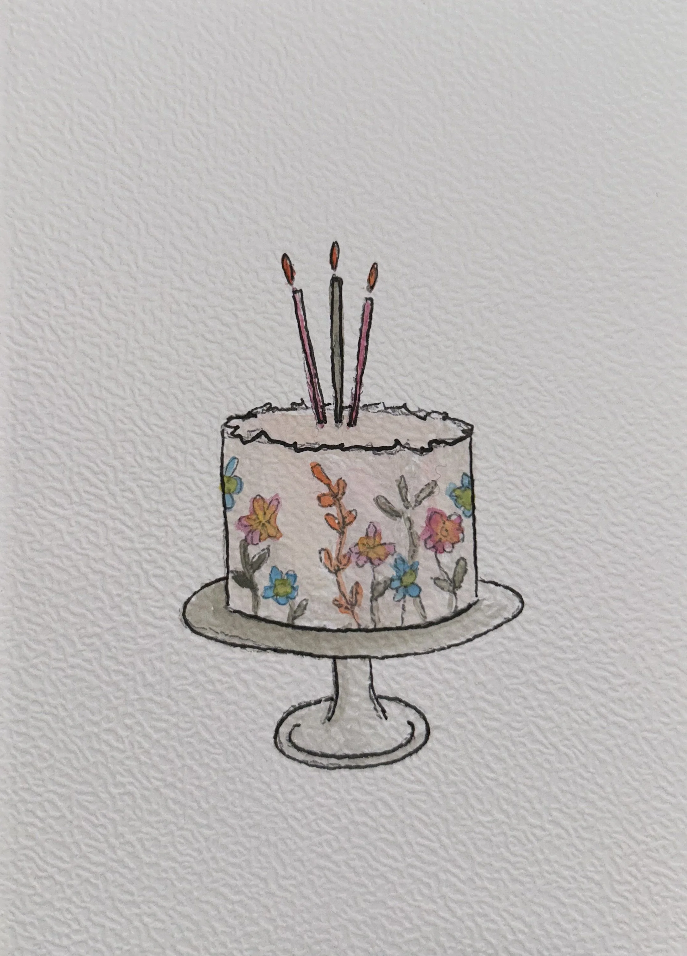 Floral Birthday Cake Card