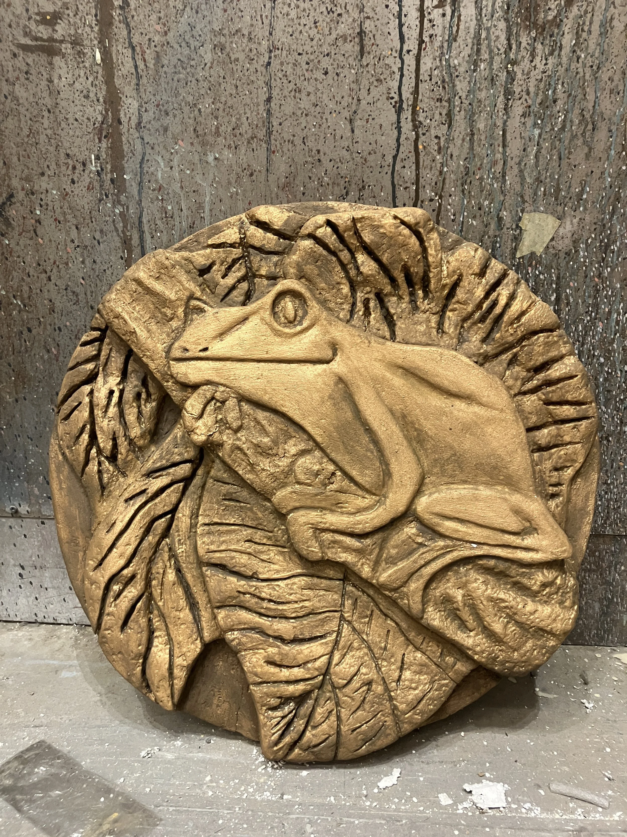 Frog Medallion after scenic faux finishing.