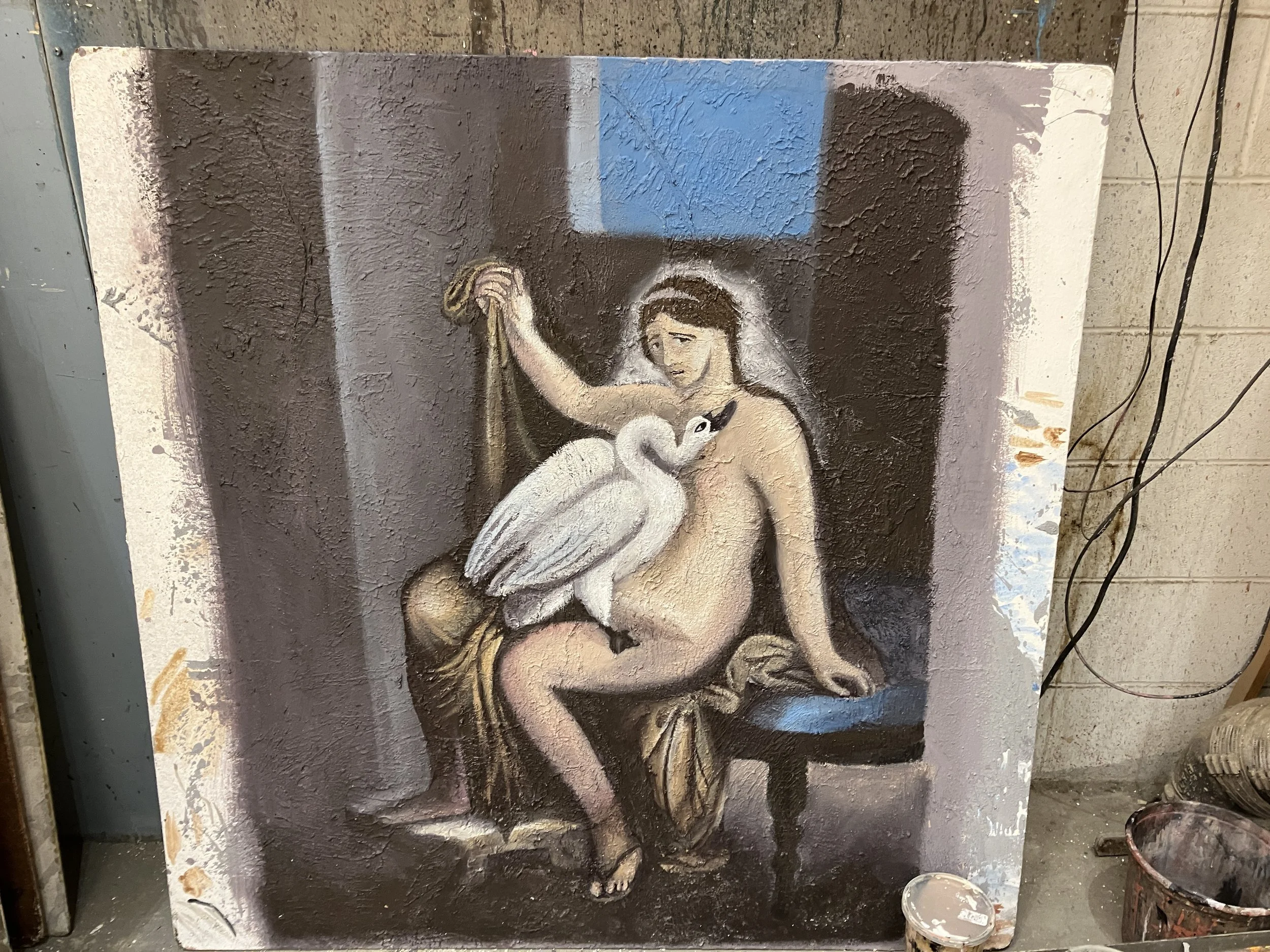 Pompeii fresco replication prior to distressing.